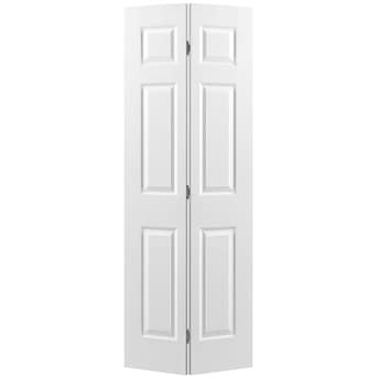 masonite 24-in x 80-in (primed) 6-panel textured hollow core primed molded composite traditional bifold closet door ( hardware included )