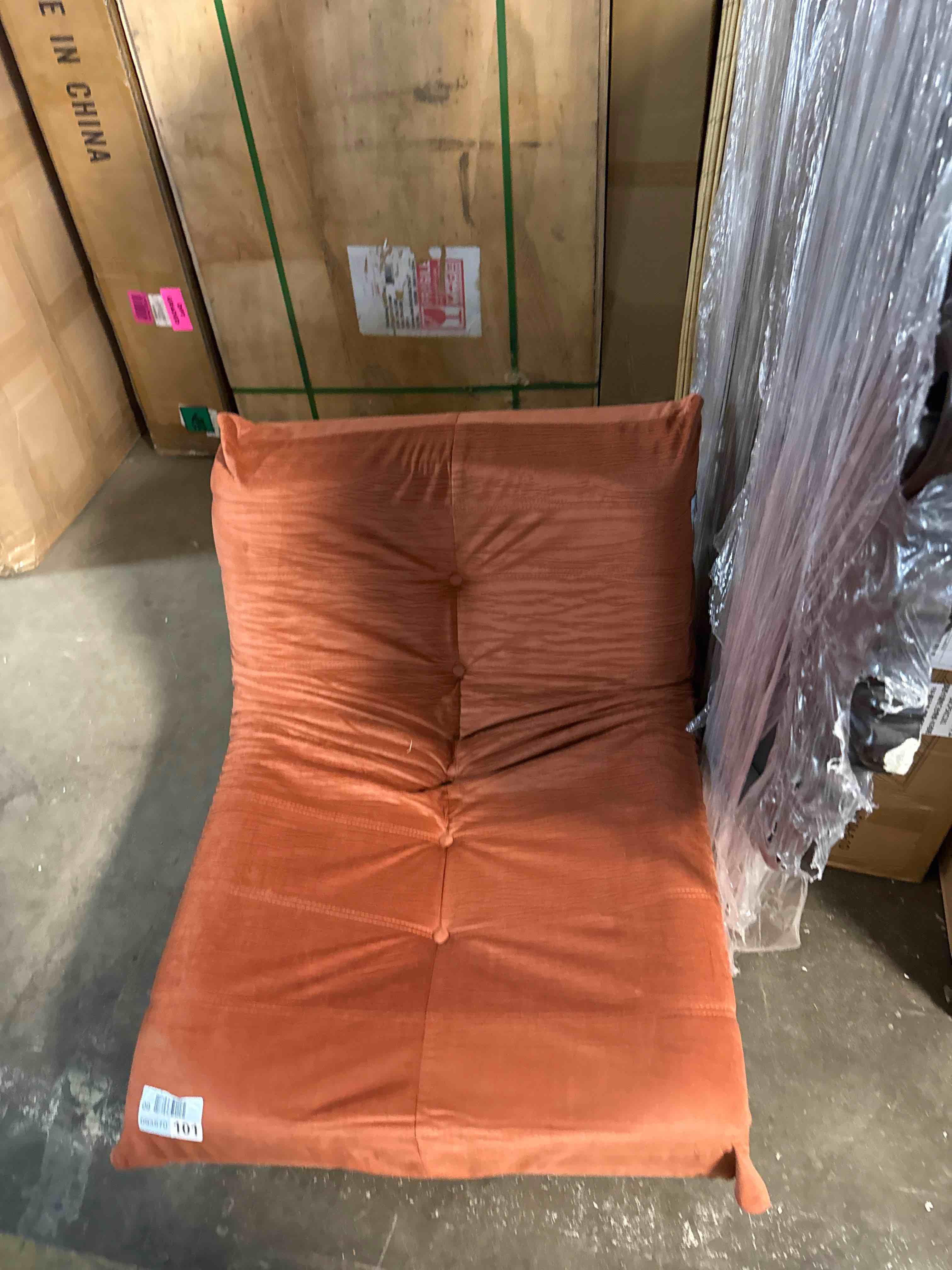 Condition photo showing New/Like New for bean bag chair, fireside chair bean bag sofa for adults, bean bag chairs for teens with high-resilience foam, memory foam & non-slip base bean bag for living room, bedroom, office (suede,burnt orange) burnt orange single