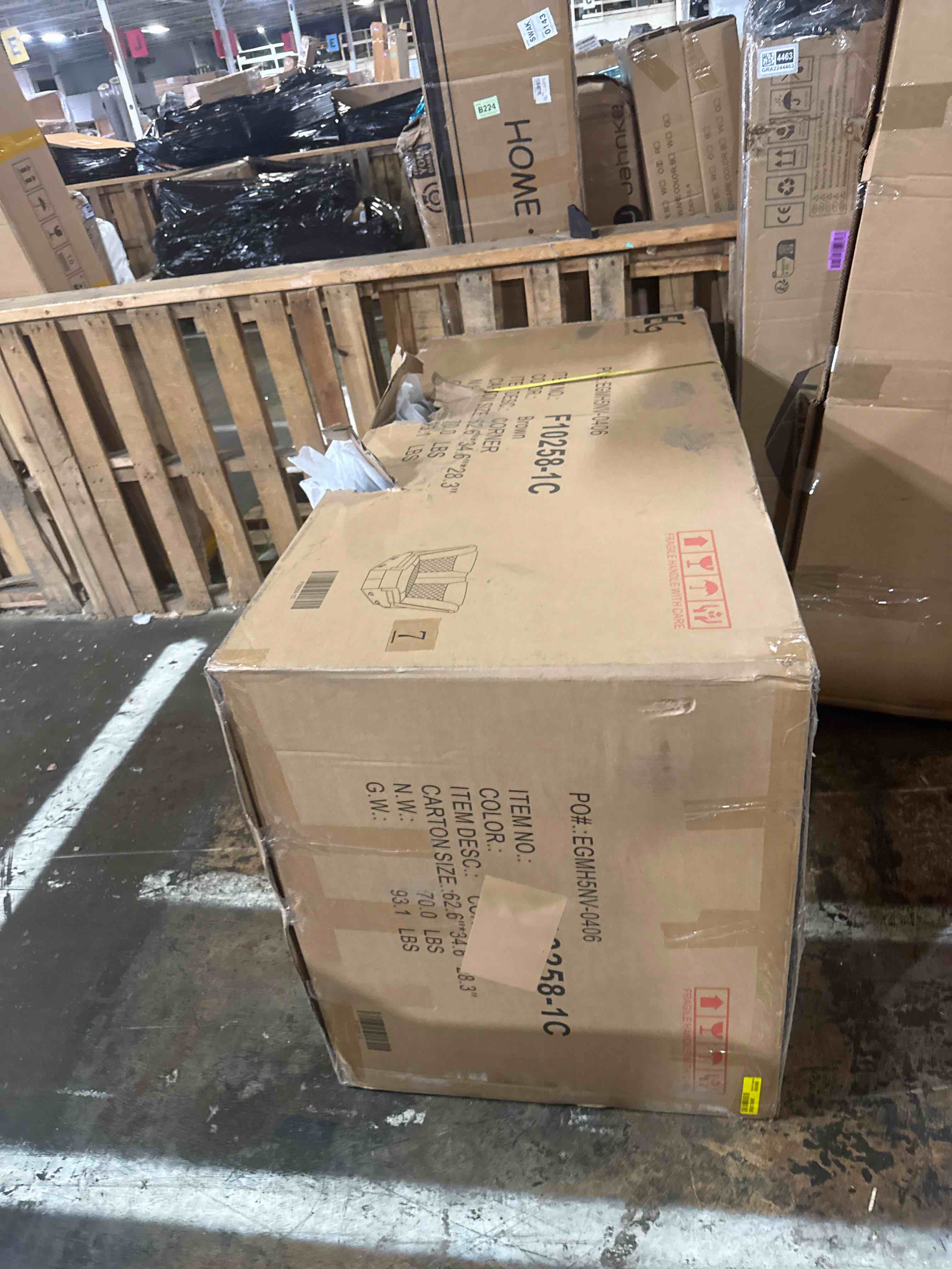 Condition photo showing As Is for yolsali home theater seating reclining sectional sofa, 5 seats soft leather recliner corner sectional couch, recliner couch with usb charging, thickened padding, sturdy frame, brown (corner seat only)