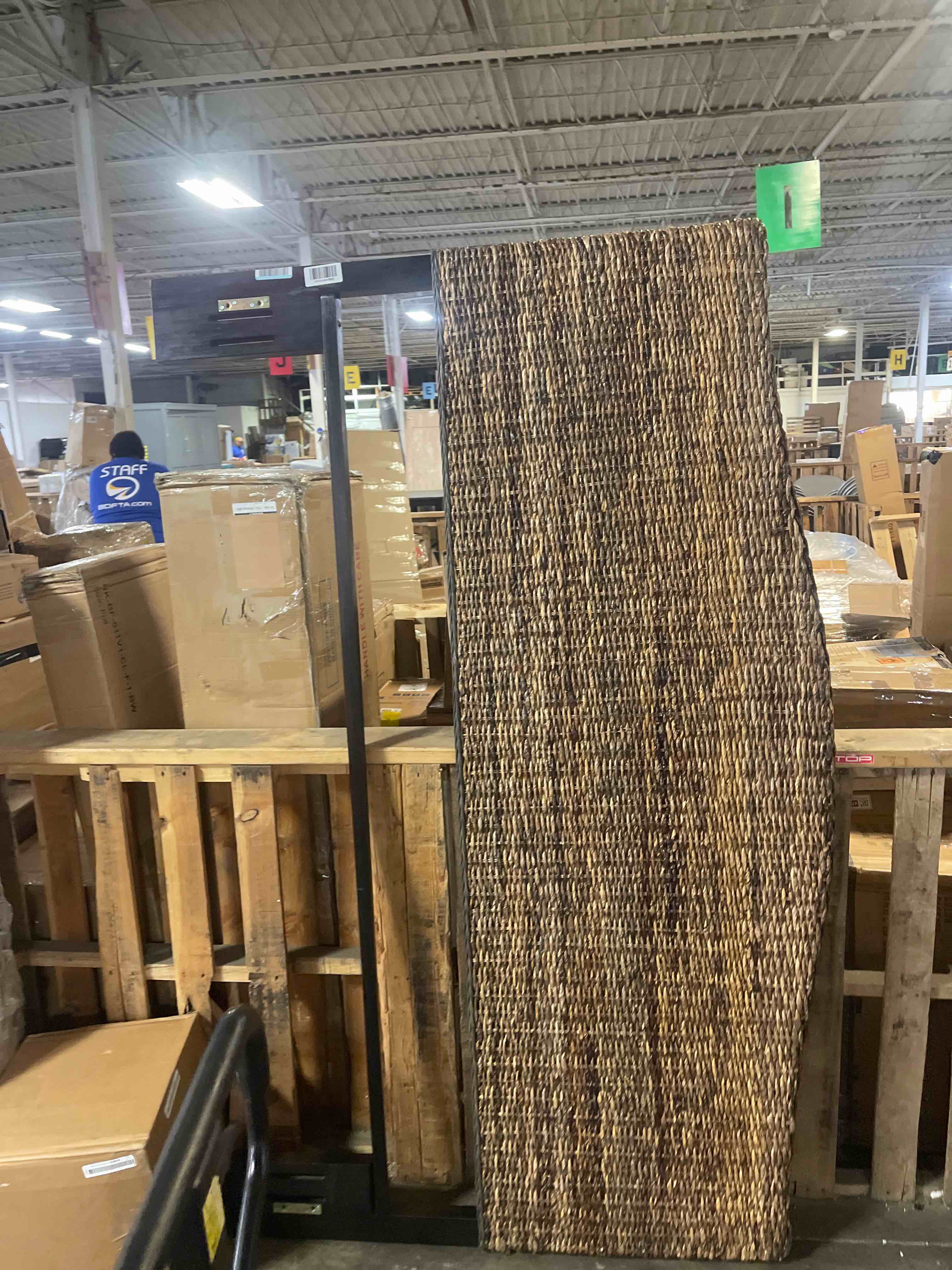 Condition photo showing New/Like New for crosley furniture serena handwoven natural fiber rattan bed headboard, banana leaf, queen