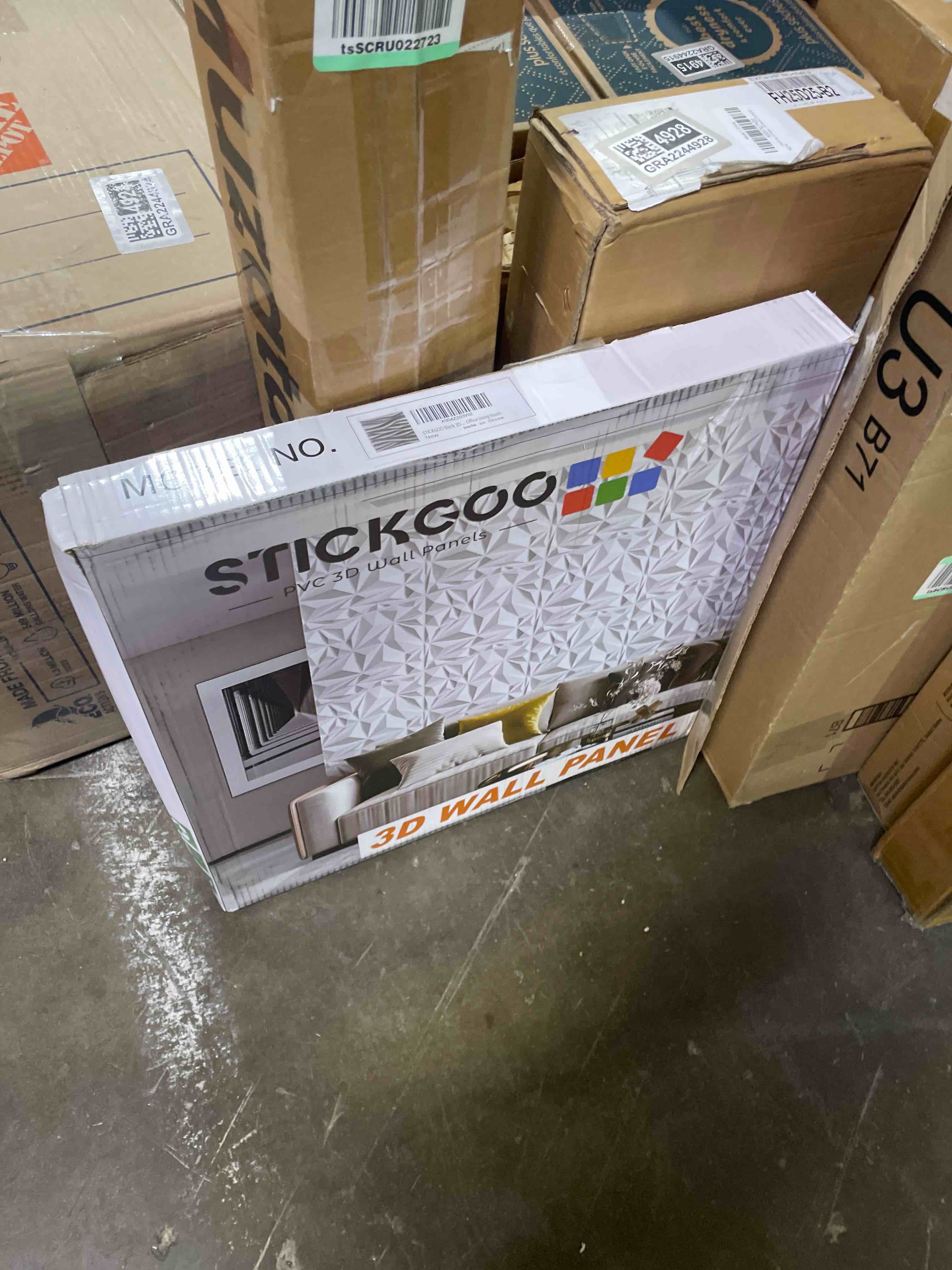 Condition photo showing New/Like New for stickgoo black 3d wall panels, wave design textured pvc wall panels, 19.7''x19.7'' modern accent wall panels for interior wall decor bedroom office living room