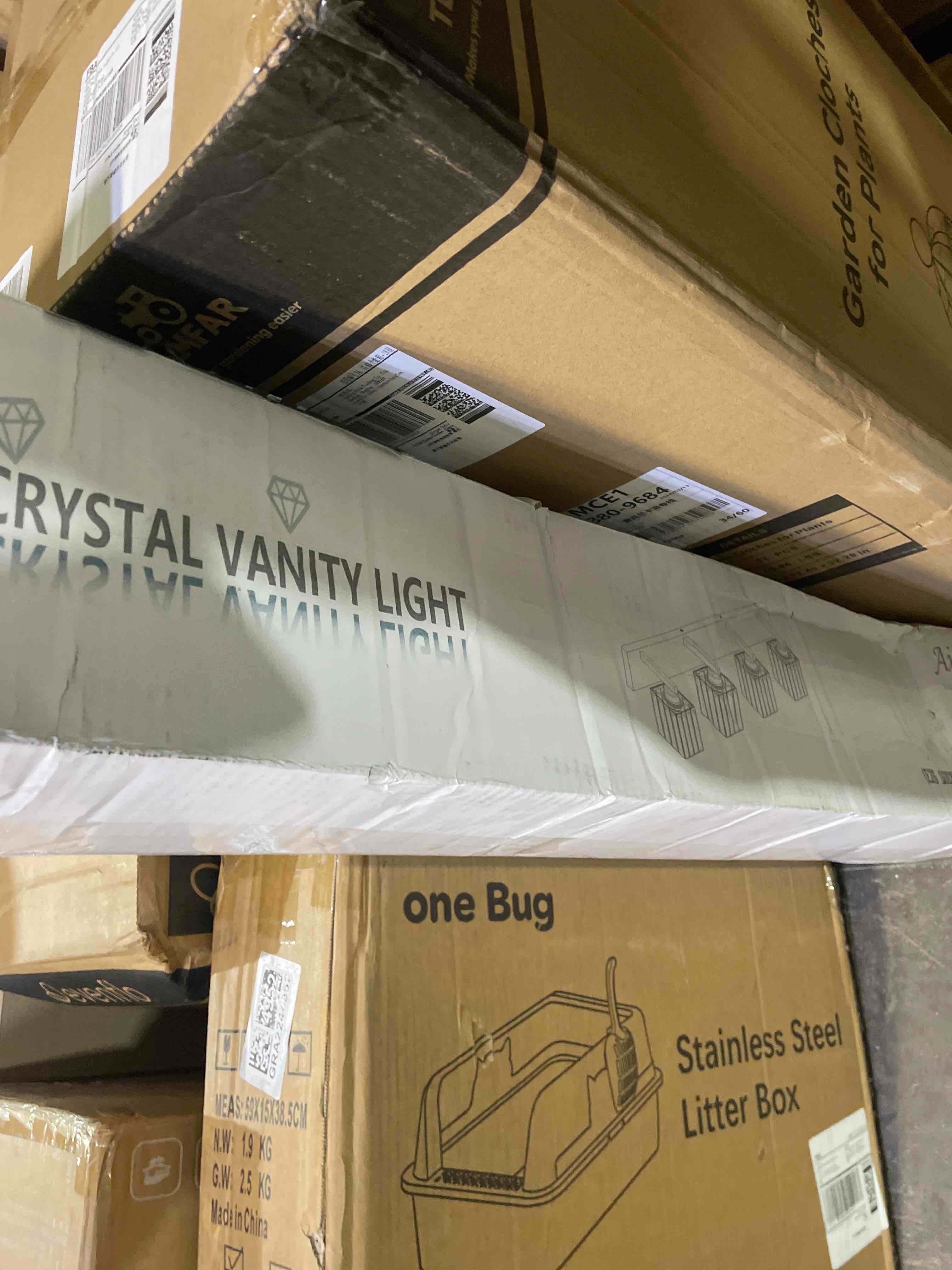 Condition photo showing As Is for aipsun brushed nickel bathroom lighting fixtures 4 light crystal modern bathroom vanity light (exclude bulb)
