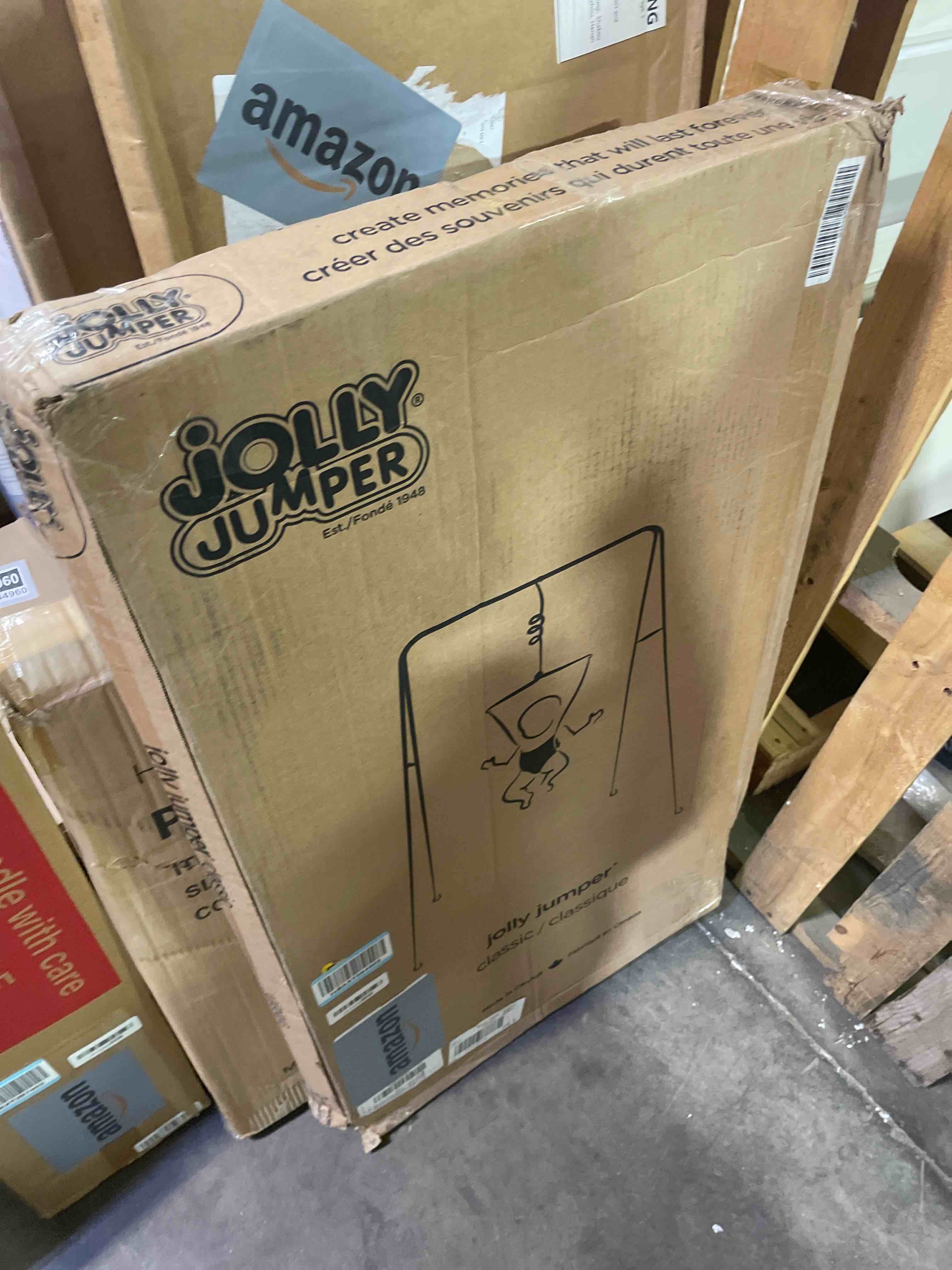 Condition photo showing New/Like New for jolly jumper classic (black) with stand - original baby jumper, indoor and outdoor exercise saddle seat, adjustable height, for infants up to 28lbs