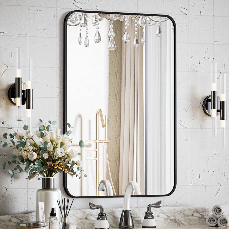 Jyun Safely Rounded Rectangle Metal Bathroom Mirror 19x27