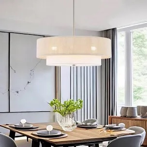 Reenat 4-Light Dimmable Shaded Drum Semi Flush Mc