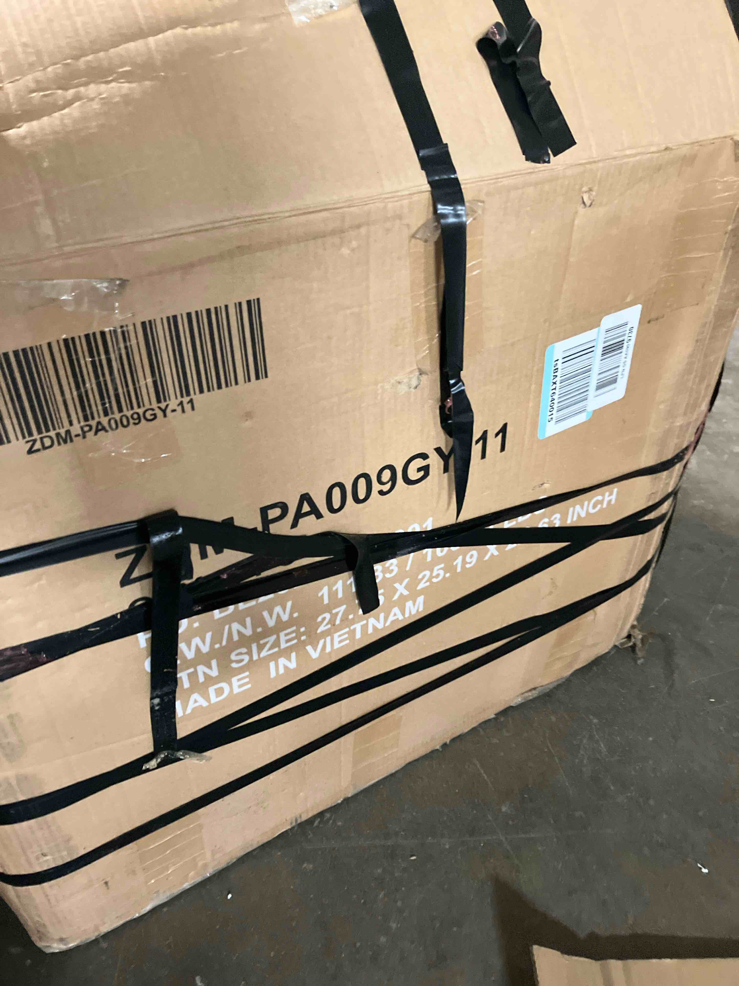 Condition photo showing As Is for three outdoor patio wicker seating (no table) (as is condition because the condition of the box could cause missing pieces)