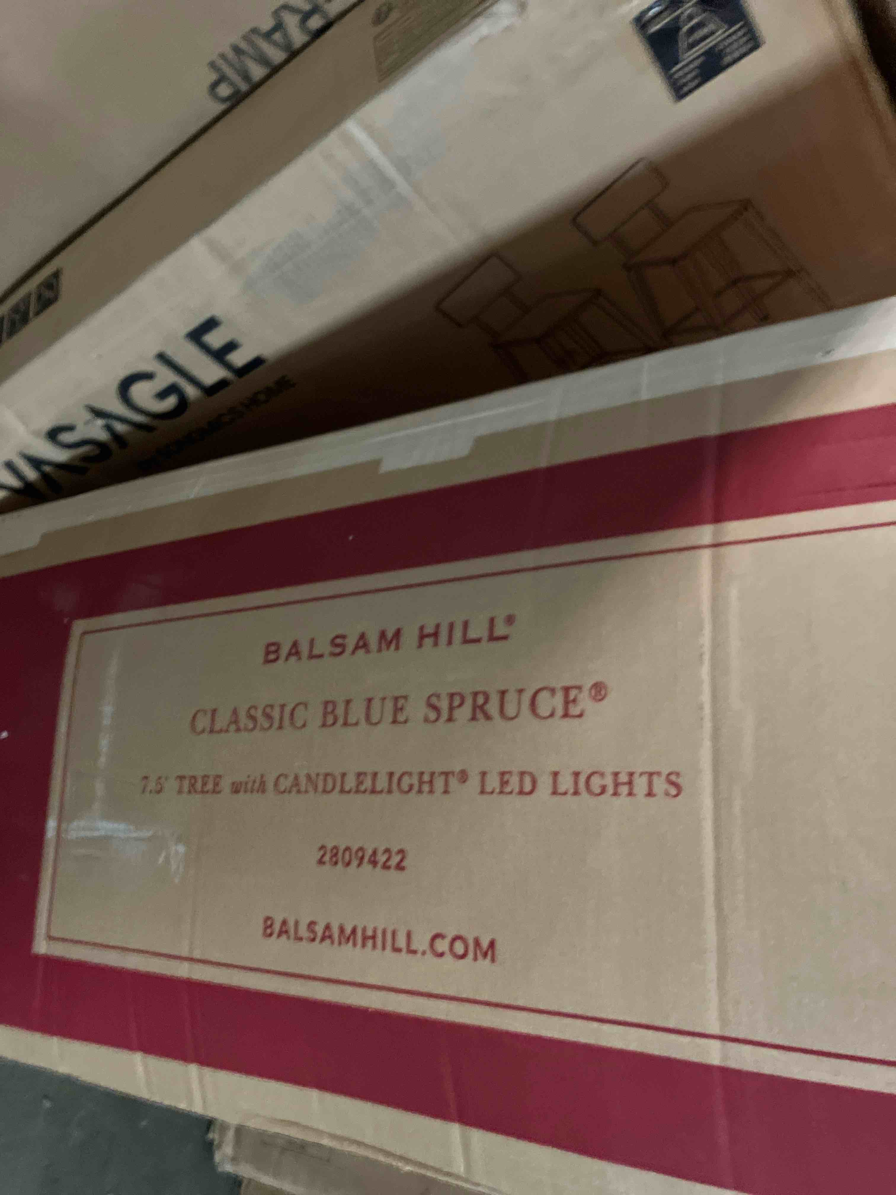 Condition photo showing New/Like New for Balsam hill CLASSIC BLUE SPRUCE® 7.5' TREE with CANDLELIGHT® LED LIGHTS