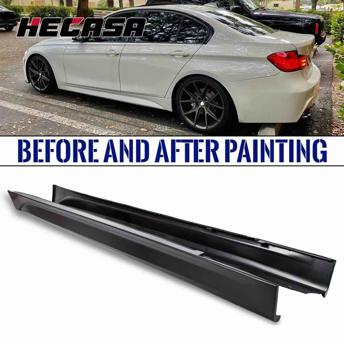 Pair Side Skirts Rocker Panels For 12-18 BMW F30 F31 3 Series Sedan F80 M Style
