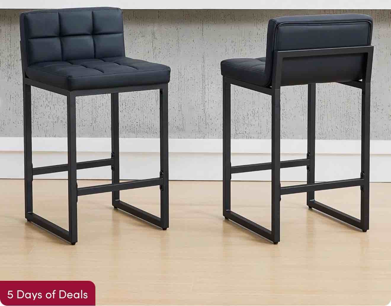 upholstered low back bar & counter stool with thickened metal frame for kitchen island