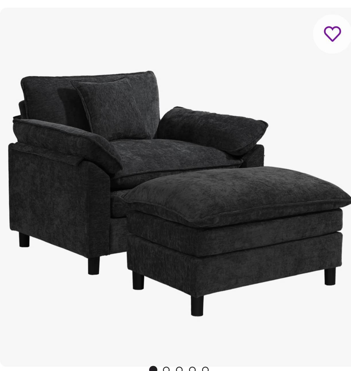Chenille Oversized Accent Armchair With Ottoman