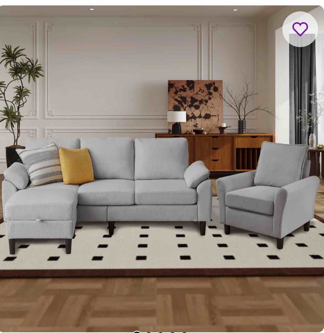 Juliani Corduroy 3 Piece Living Room Set