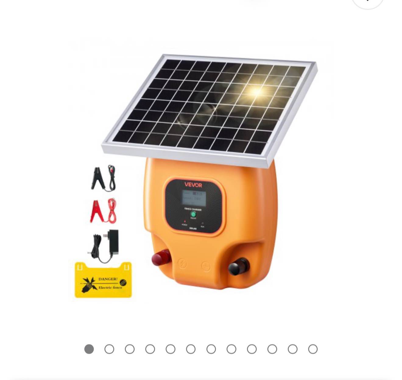 VEVOR Solar Fence Charger, 1J 10kV Solar Powered Fence Charger, 1.86 Miles Range, Electric Fence Energizer Kit, Keep Out Predators, 3 Days Runtime, for Livestock, Poultry, Garden Protection