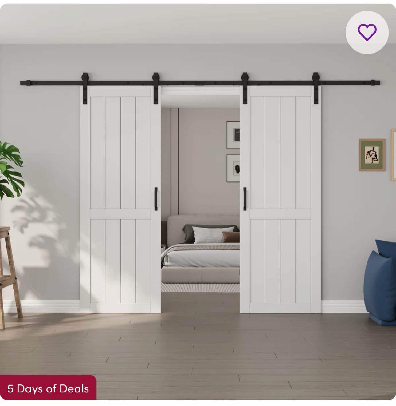 Double Sliding Barn Door with Installation Hardware Solid Manufactured Wood Primed White Surface Paintable Closet Pantry Doors By