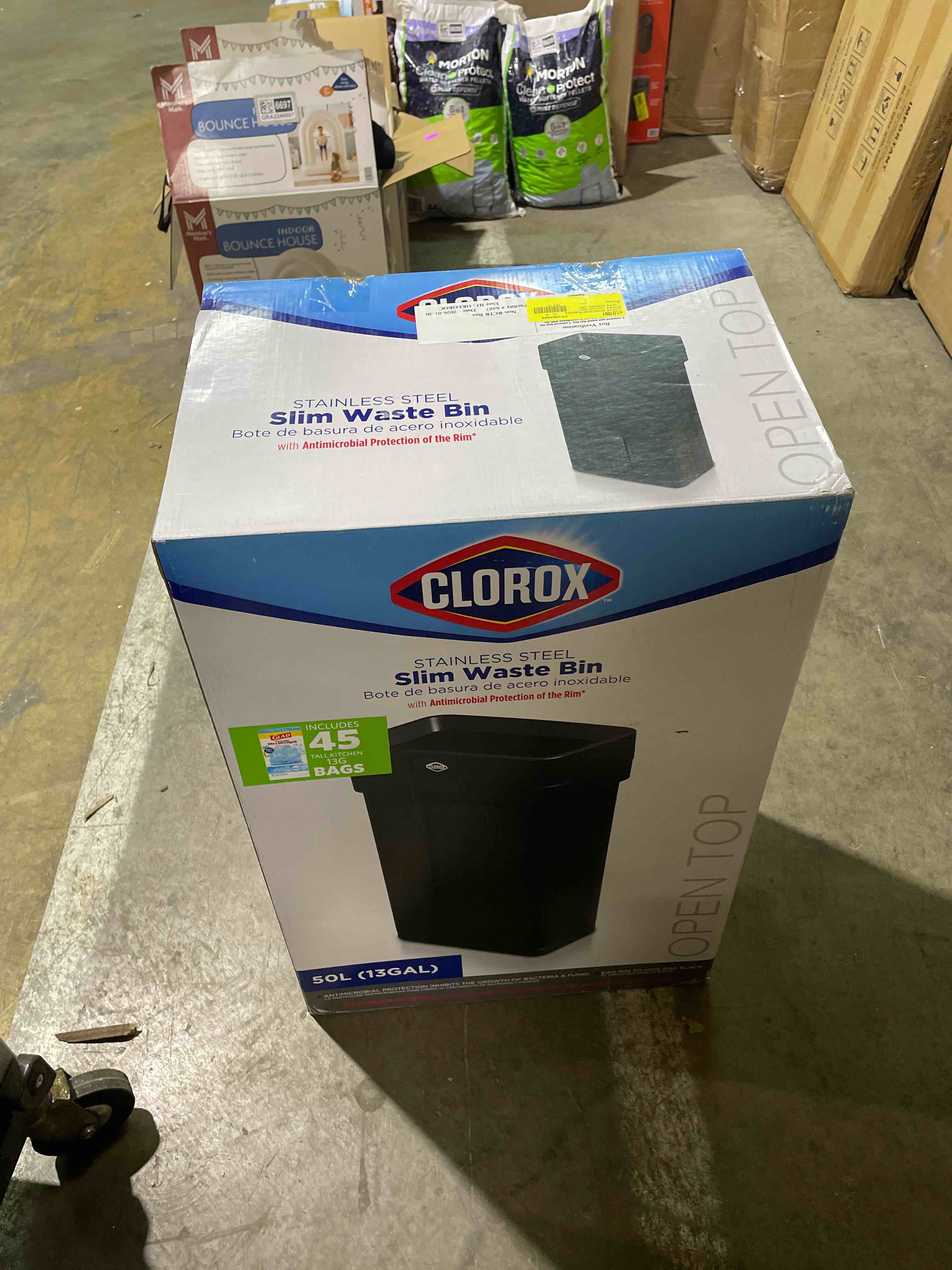 Condition photo showing Good Condition for Clorox Slim Open Top Anti-Microbial Odor Protection 2.6 Gallon Stainless Steel Trash Can - Silver or Black