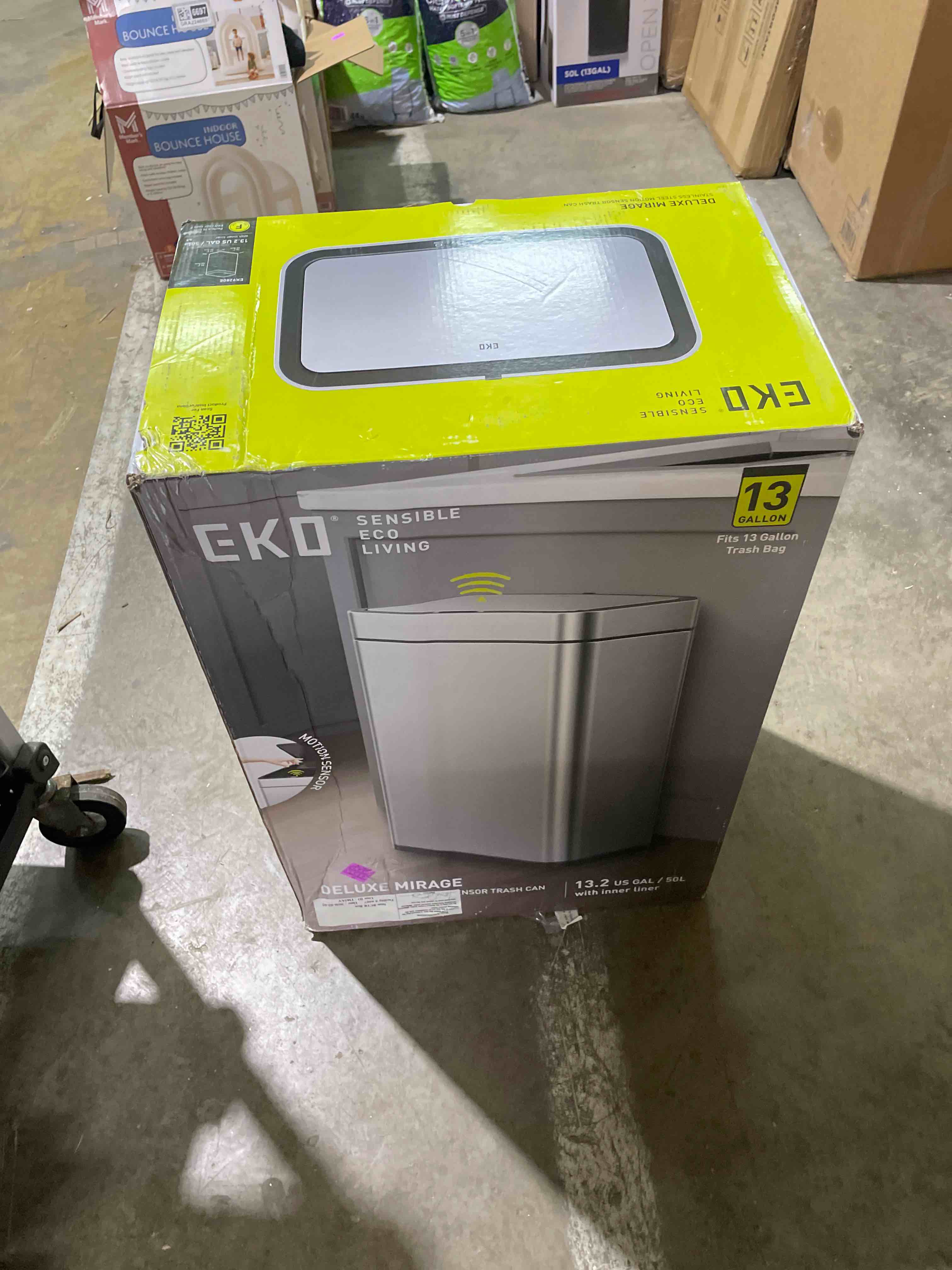 Condition photo showing Good Condition for EKO Matte Stainless Steel Motion Sensor Kitchen Trash Can 13.2 Gallon