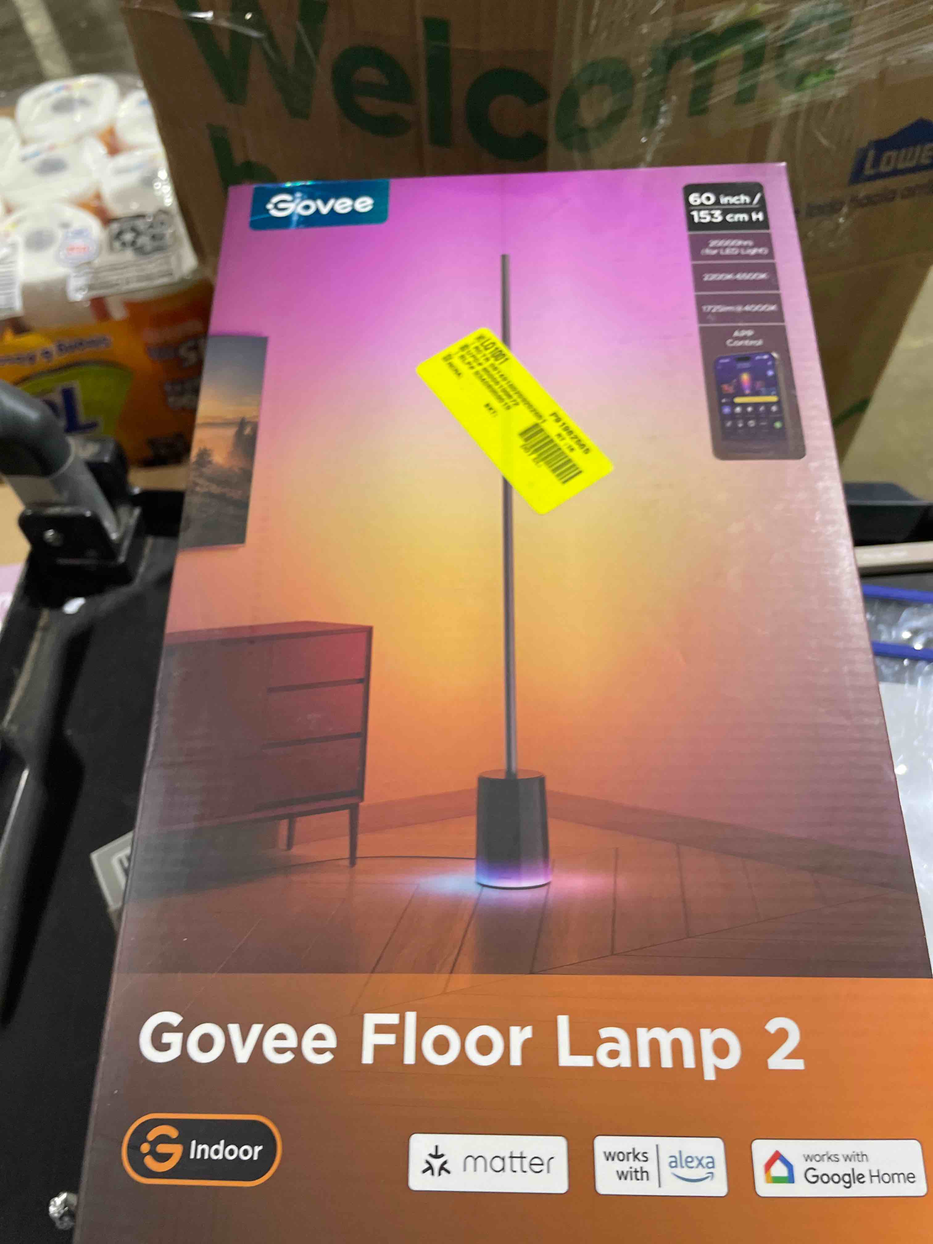 Condition photo showing New/Like New for Govee Floor Lamp Pro, RGBICWW LED Lamp with Bluetooth Speaker and White Noise, 2100 Lumens Standing Lamp, Works with Matter, 16 Million Colors, Music Sync, Floor Lamp for Bedroom, Living Room