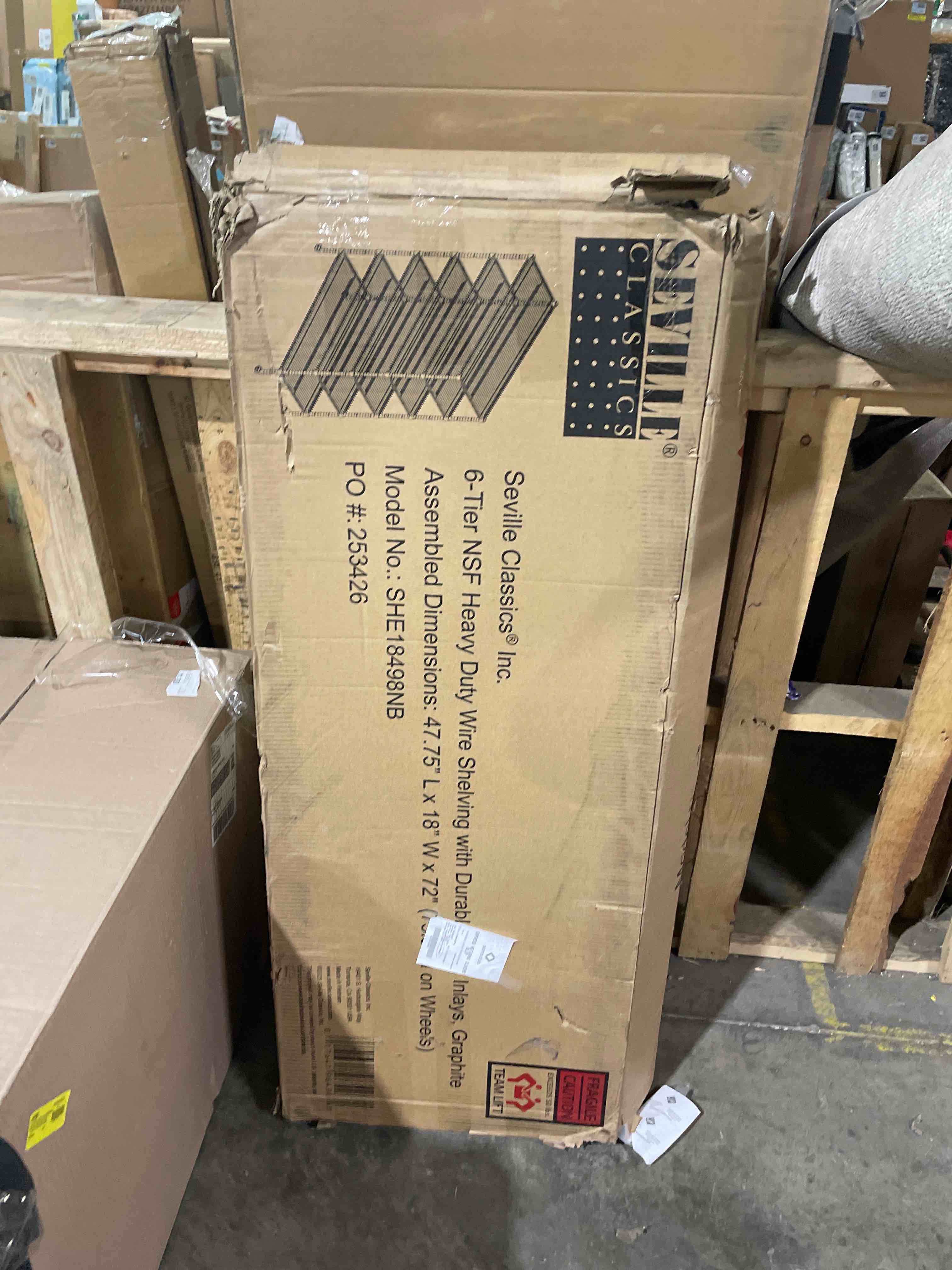 Condition photo showing As Is for Member’s Mark Home 4-Tier Steel Shelving with Shelf Liners, 36" W x 14" D x 56.5" H