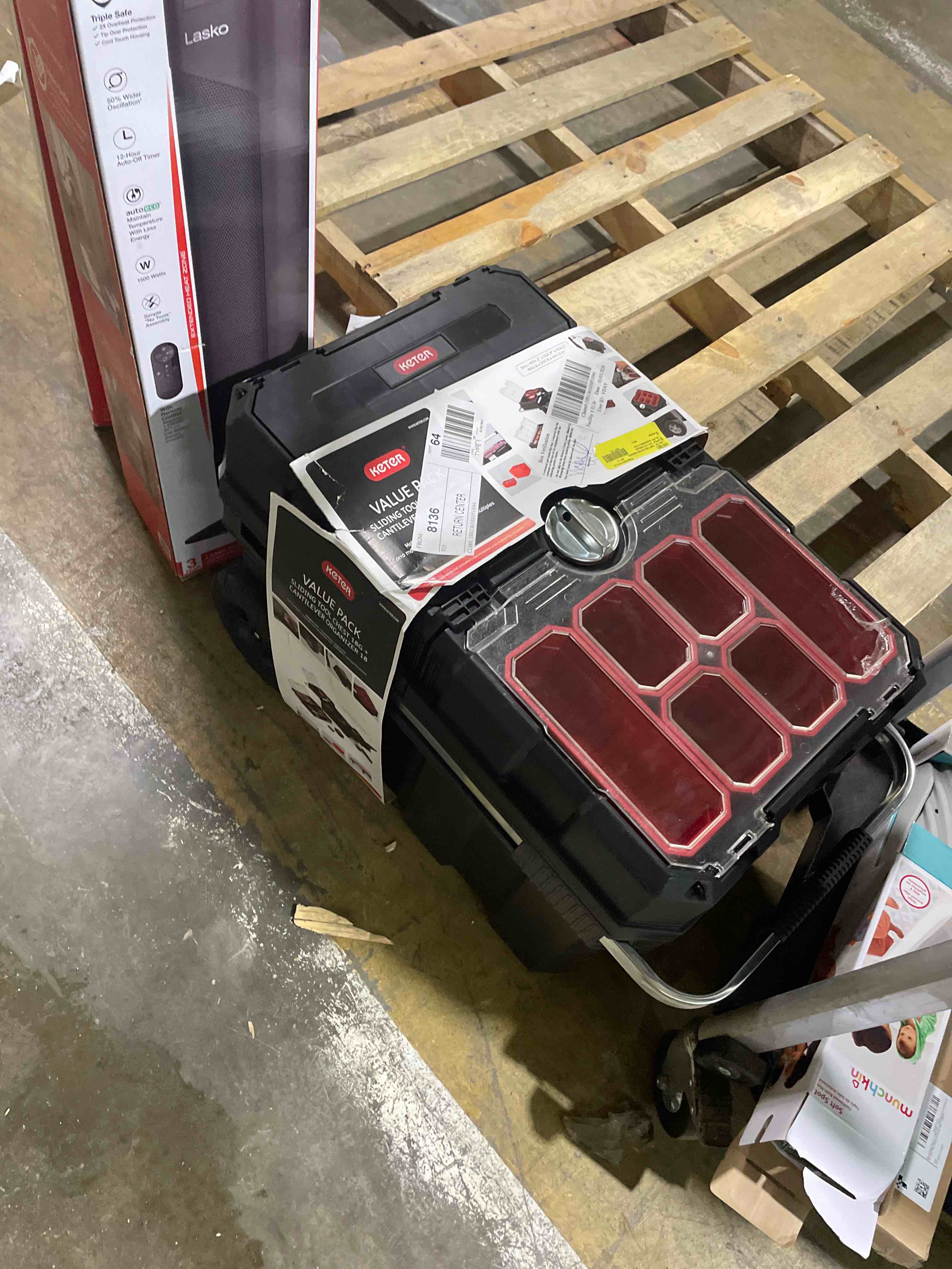 Condition photo showing New/Like New for Heavy-Duty Keter Masterloader Rolling ToolBox + 18in Cantilever Organizer / Telescoping Handle