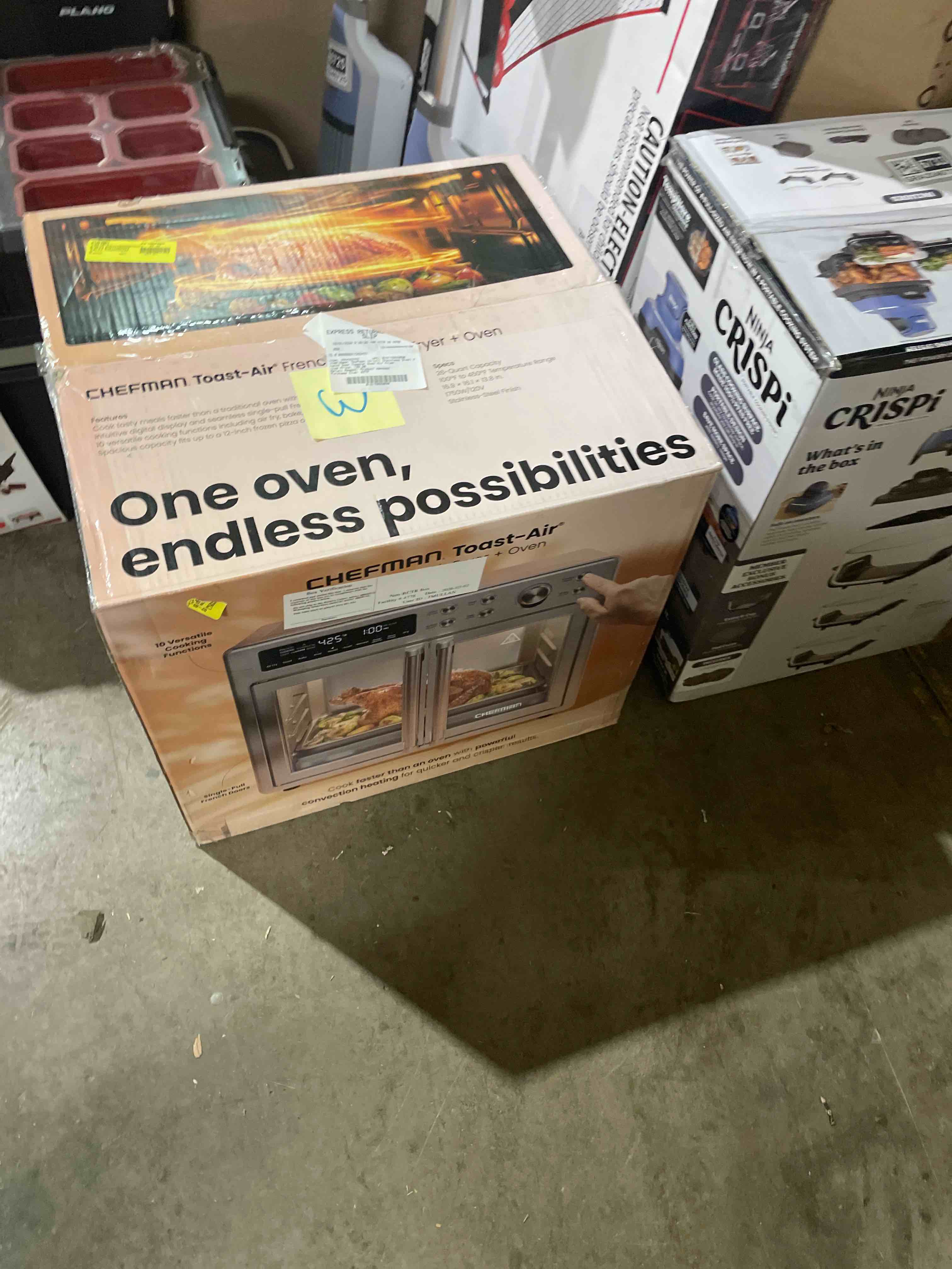 Condition photo showing Good Condition for Chefman Air Fryer Toaster Oven Combo with Probe Thermometer, 12-In-1 Stainless Steel Convection Countertop, 10 Inch Pizza, 4 Slices of Toast, Cooking, Baking, Toasting, Roaster Oven Airfryer 20QT