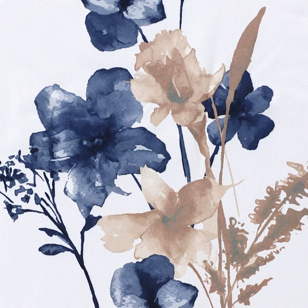 Peshy Floral Printed 100% Blackout Window Treatment Curtains Thermal Grommet Curtains for Bedroom with Black Liner