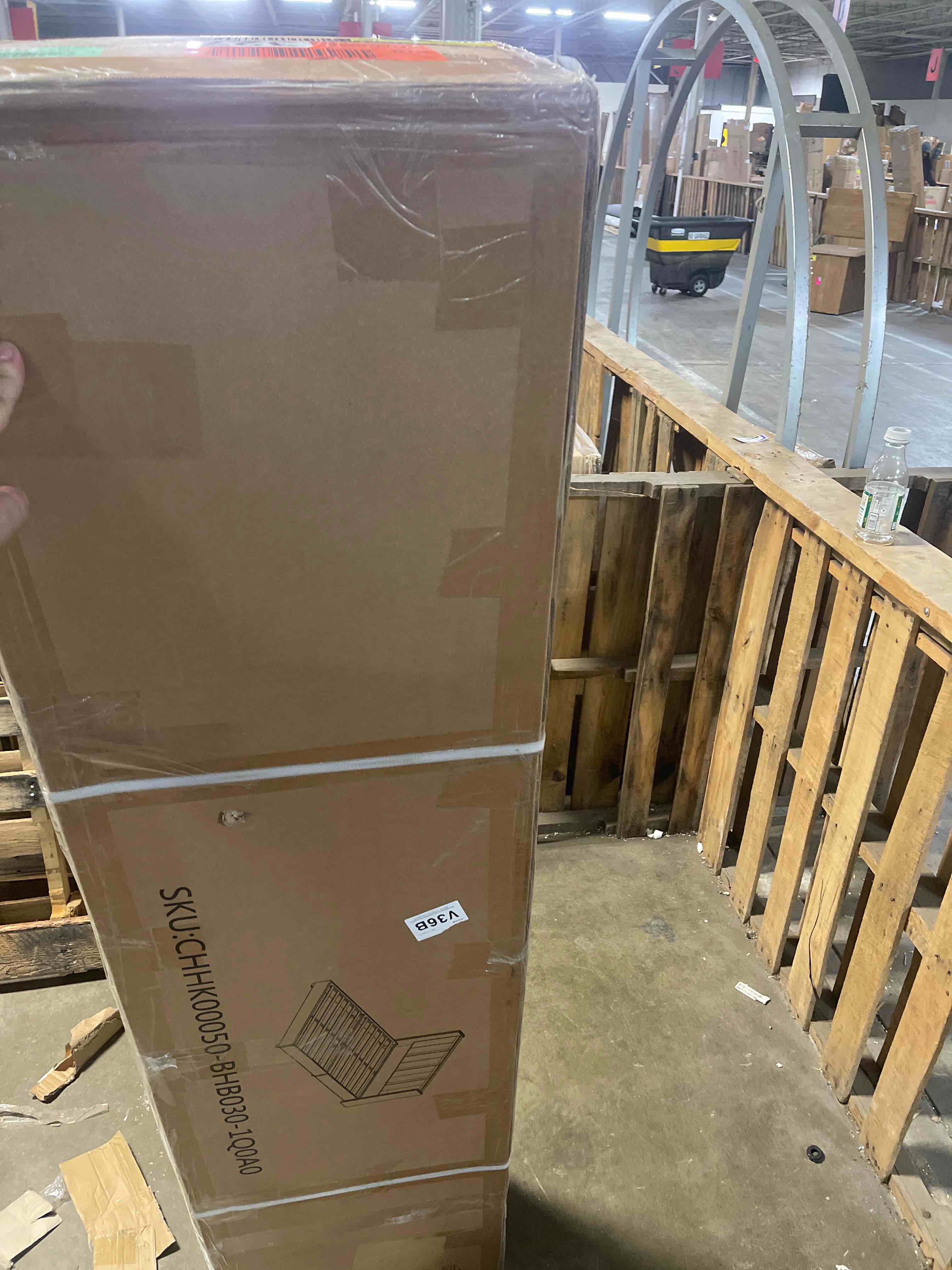 Condition photo showing As Is for Gerasim Bed Frame with 58" Tall Headboard, Velvet Upholstered Platform Bed