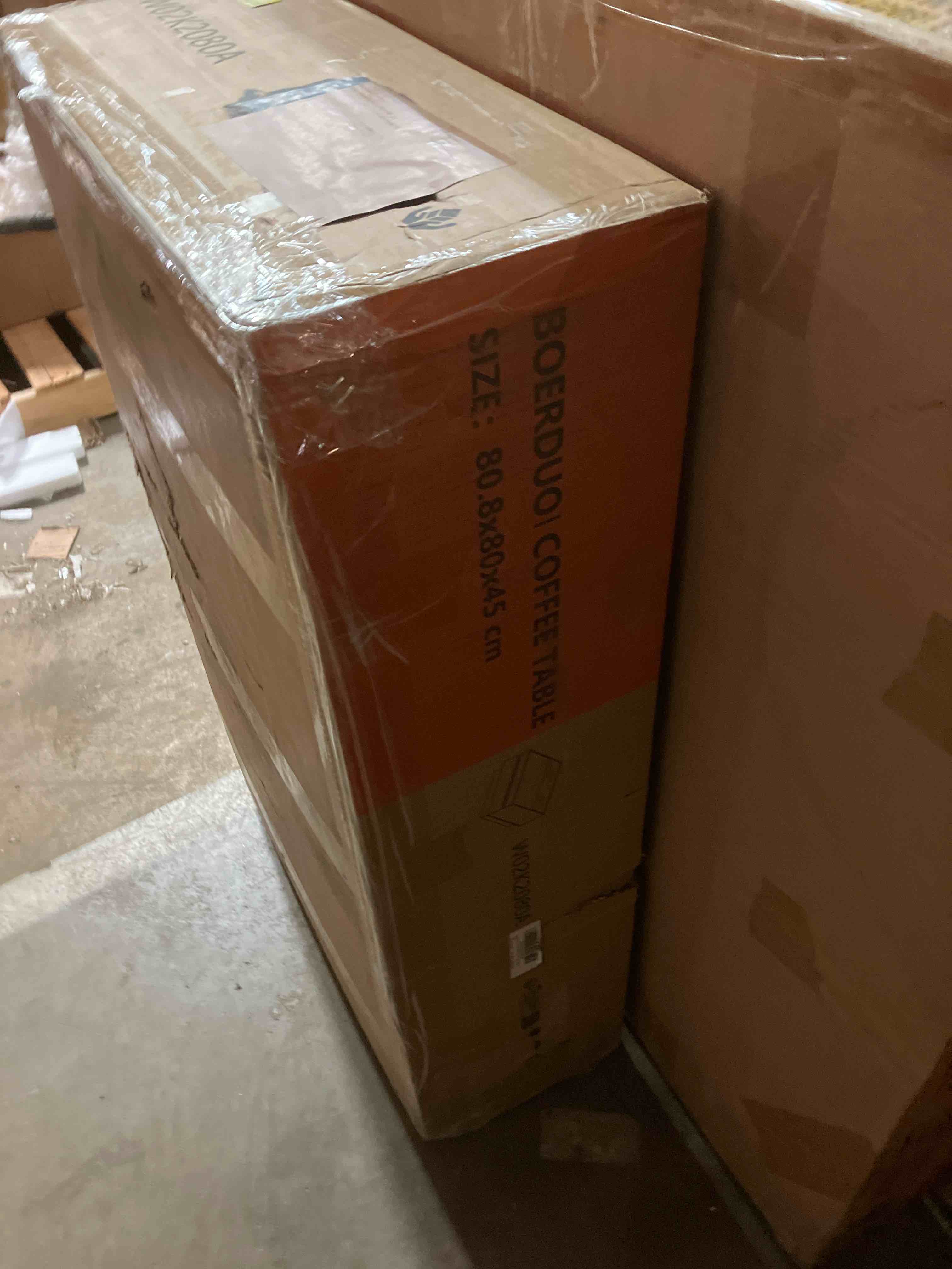 Condition photo showing New/Like New for WAMPAT Modern Coffee Table, Square Living Room Coffee Table with Tempered Glass Top and Two Large Storage Drawers, 31.5"x 31.5", Brown