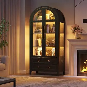 Freestanding Arch Display Cabinet with 3-Color Light Modes and Motion Sensor ( Damage Box ) 