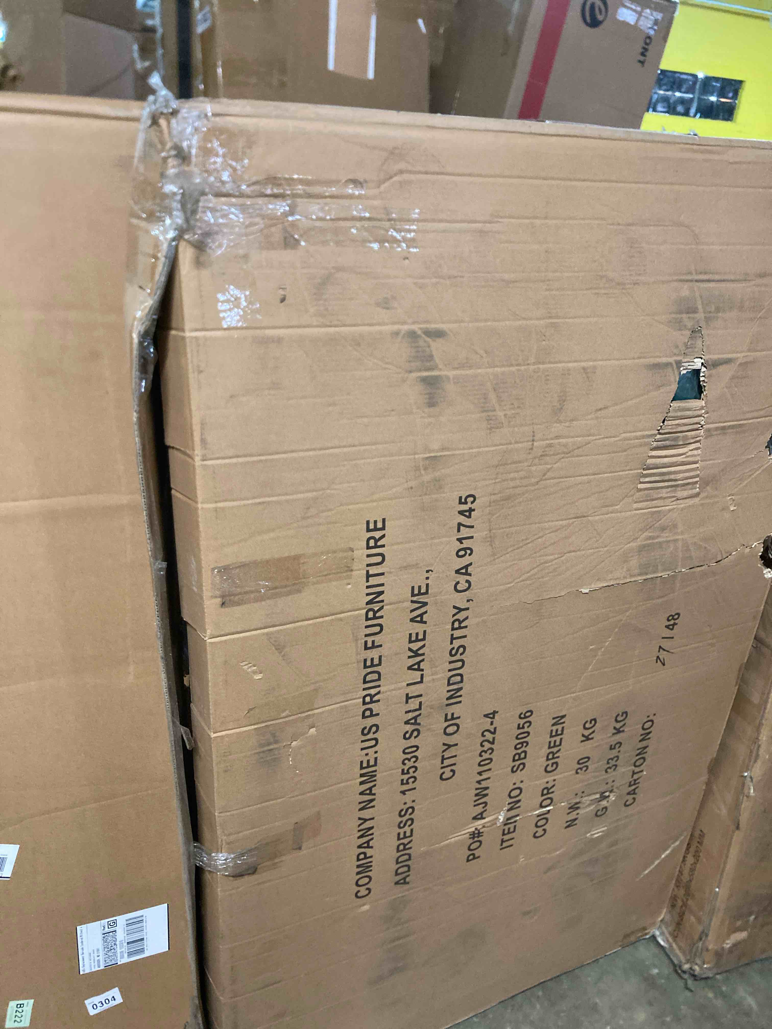 Condition photo showing As Is for US Pride Furniture Green Headboard Queen (Headboard only)