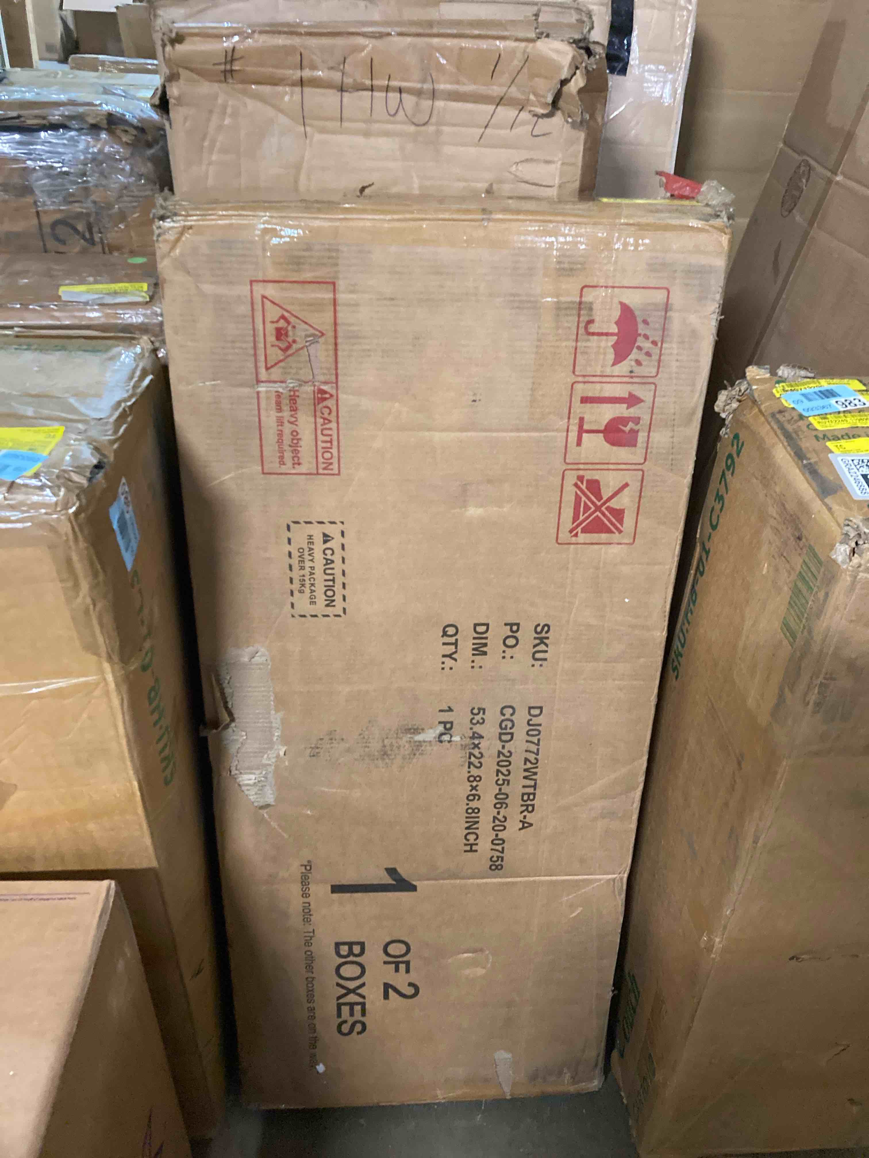 Condition photo showing As Is for 72.8"H Farmhouse Armoire Wardrobe (Single Wardrobe only)