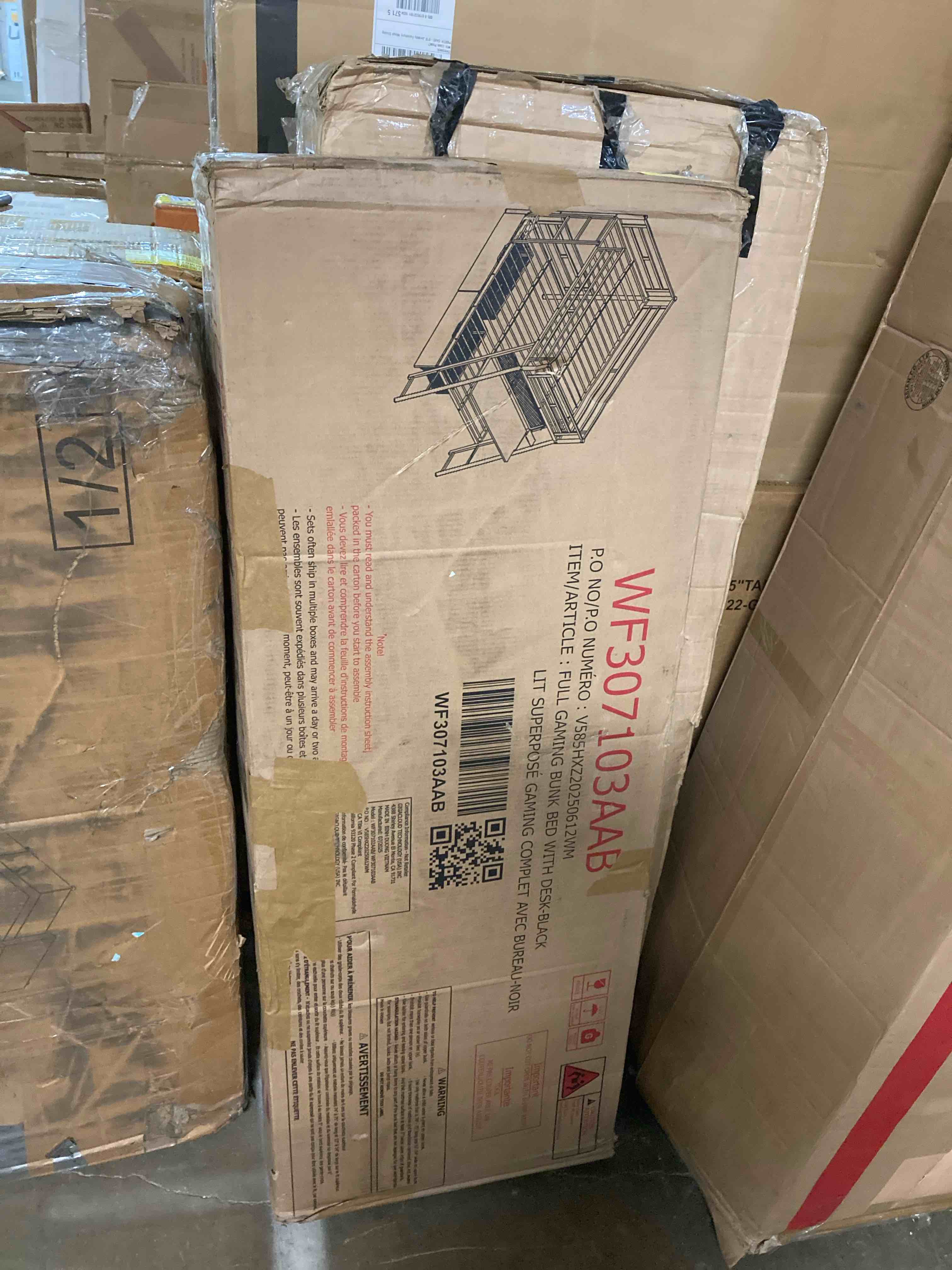 Condition photo showing As Is for Zillah Metal Bunk Bed with Built-in (box 2 only)