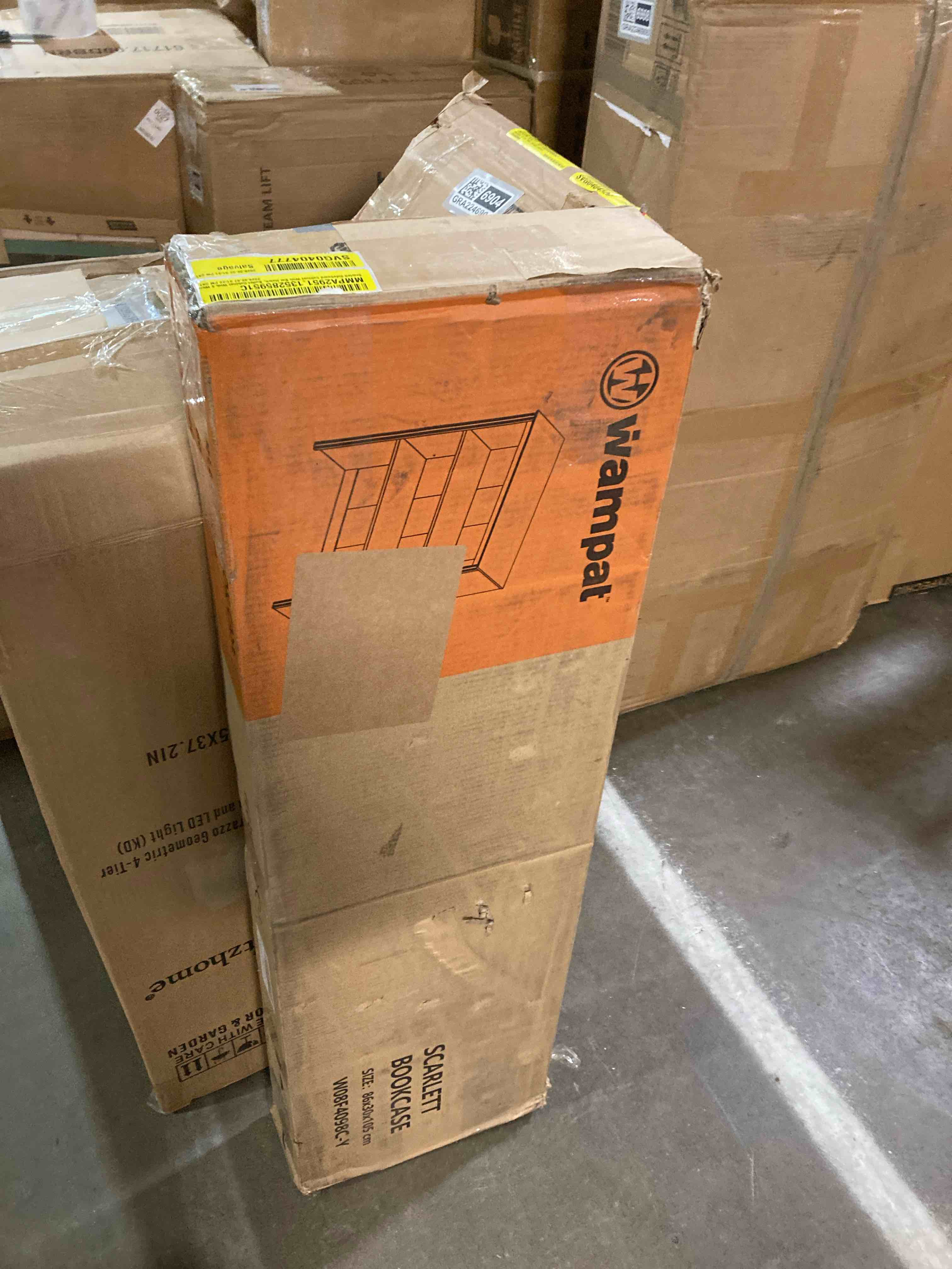 Condition photo showing New/Like New for WAMPAT 3 Tier Bookshelf with 3 Drawers, 72" Tall Bookcase Large Farmhouse Display Book Case Shelf and 3 Drawer Dresser 