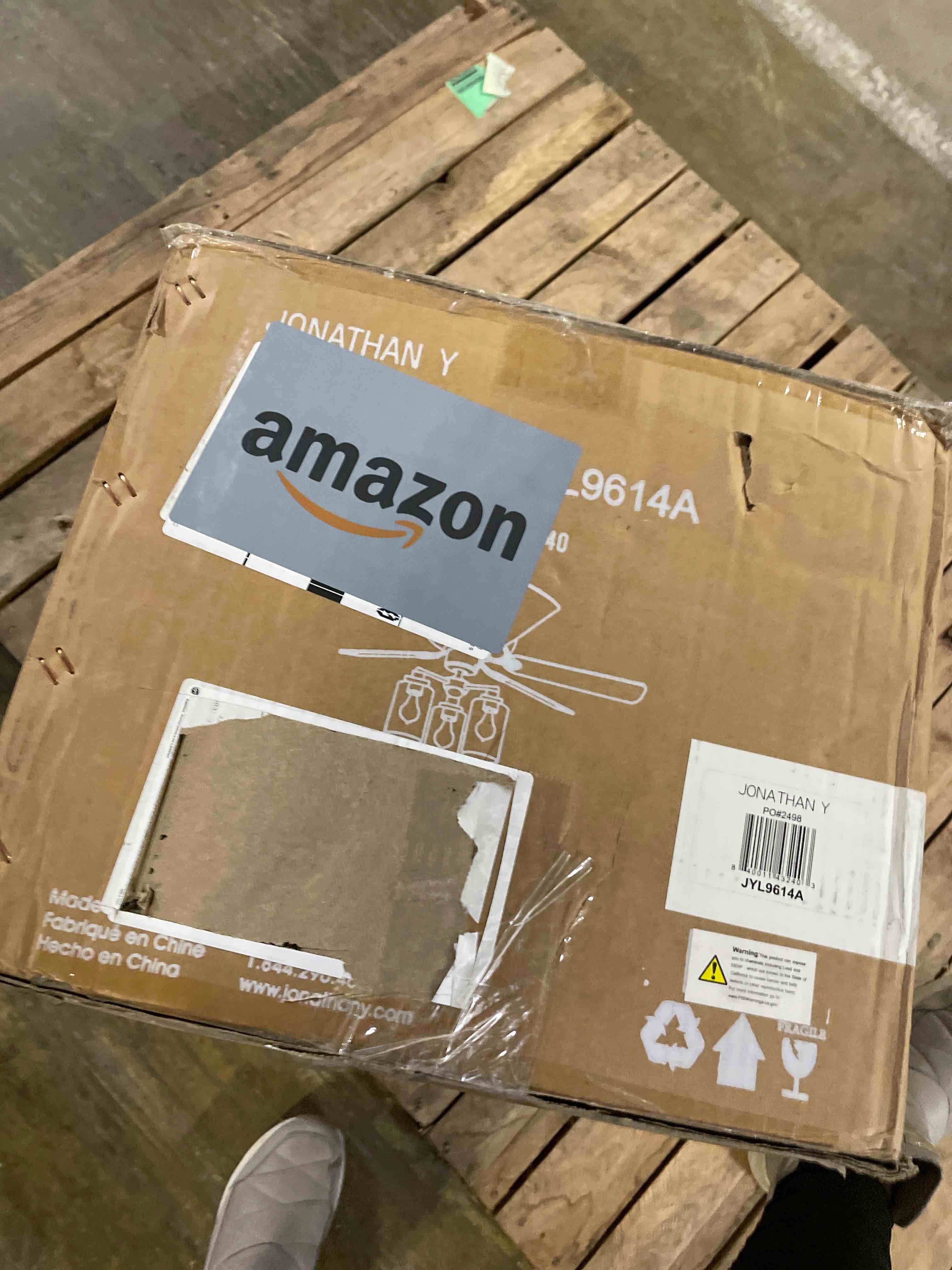 Condition photo showing Good Condition for Lucas Rustic Industrial Iron/Woodseeded Glass Mobile Appremote Controlled LED Ceiling Fan