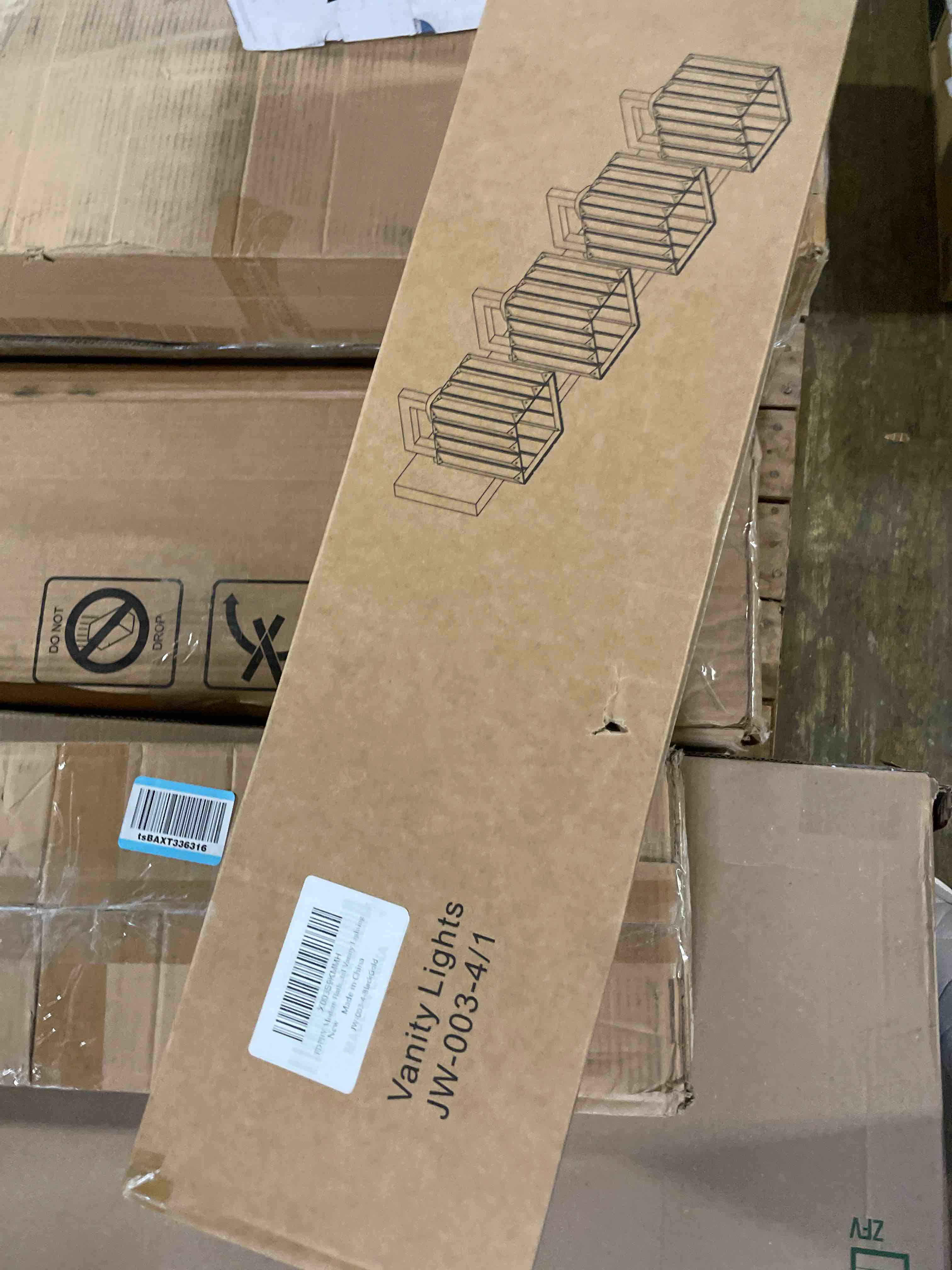 Condition photo showing Good Condition for FDPBY Modern Crystal Bathroom Vanity Light 4-Lights Black Gold Modern Crystal Wall Lamp Bathroom Modern Crystal Vanity Lighting BlackGold Crooked 4-Light