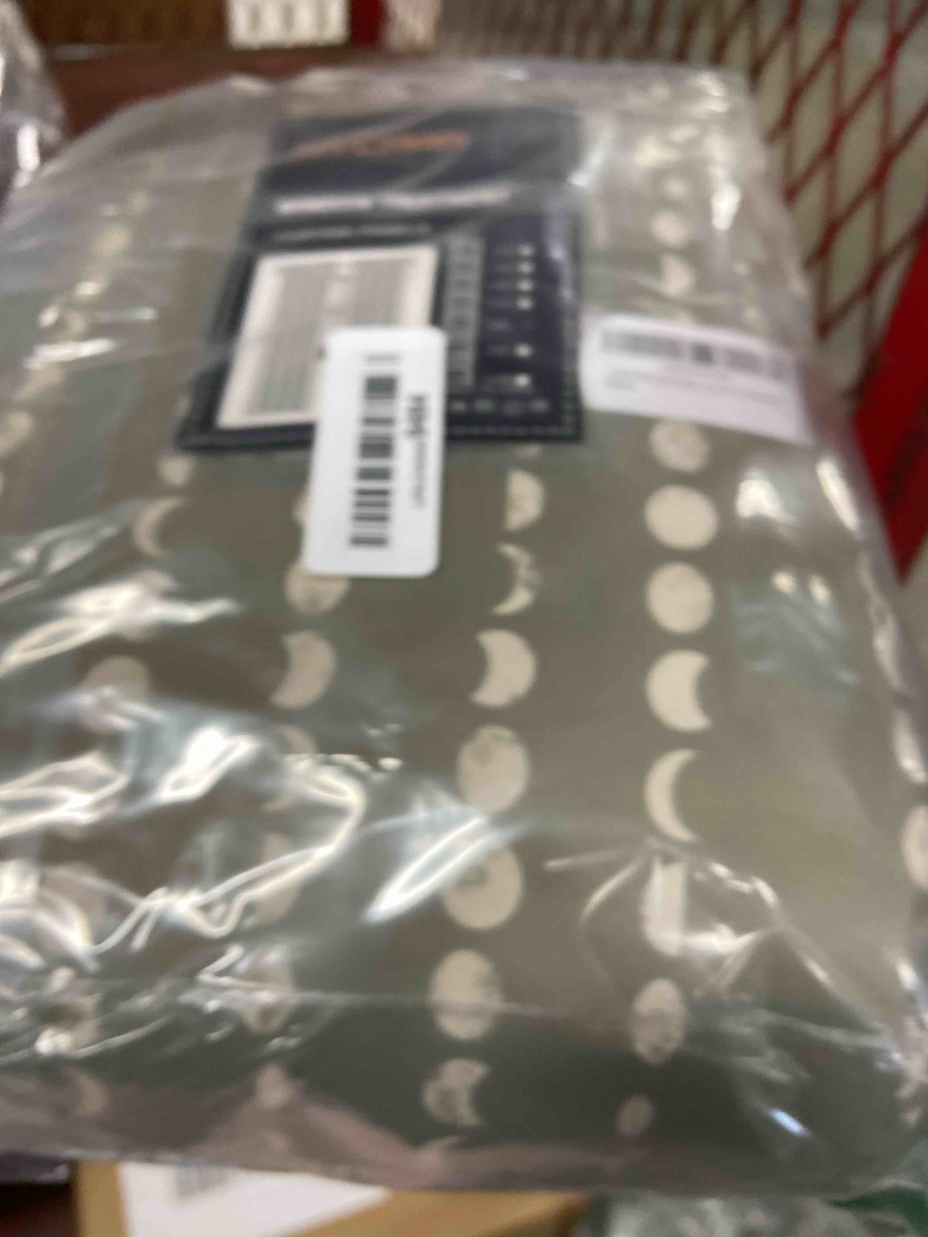 Condition photo showing New/Like New for jinchan 95% Blackout Bohemian Moon Phase Print Bedroom Curtains 84 inch Long sage Green Pole Pocket Rear tab Thermal Curtains for Nursery Set 2 Panels 52"W x 84"L (Pack of 2) Luna | Sage Green