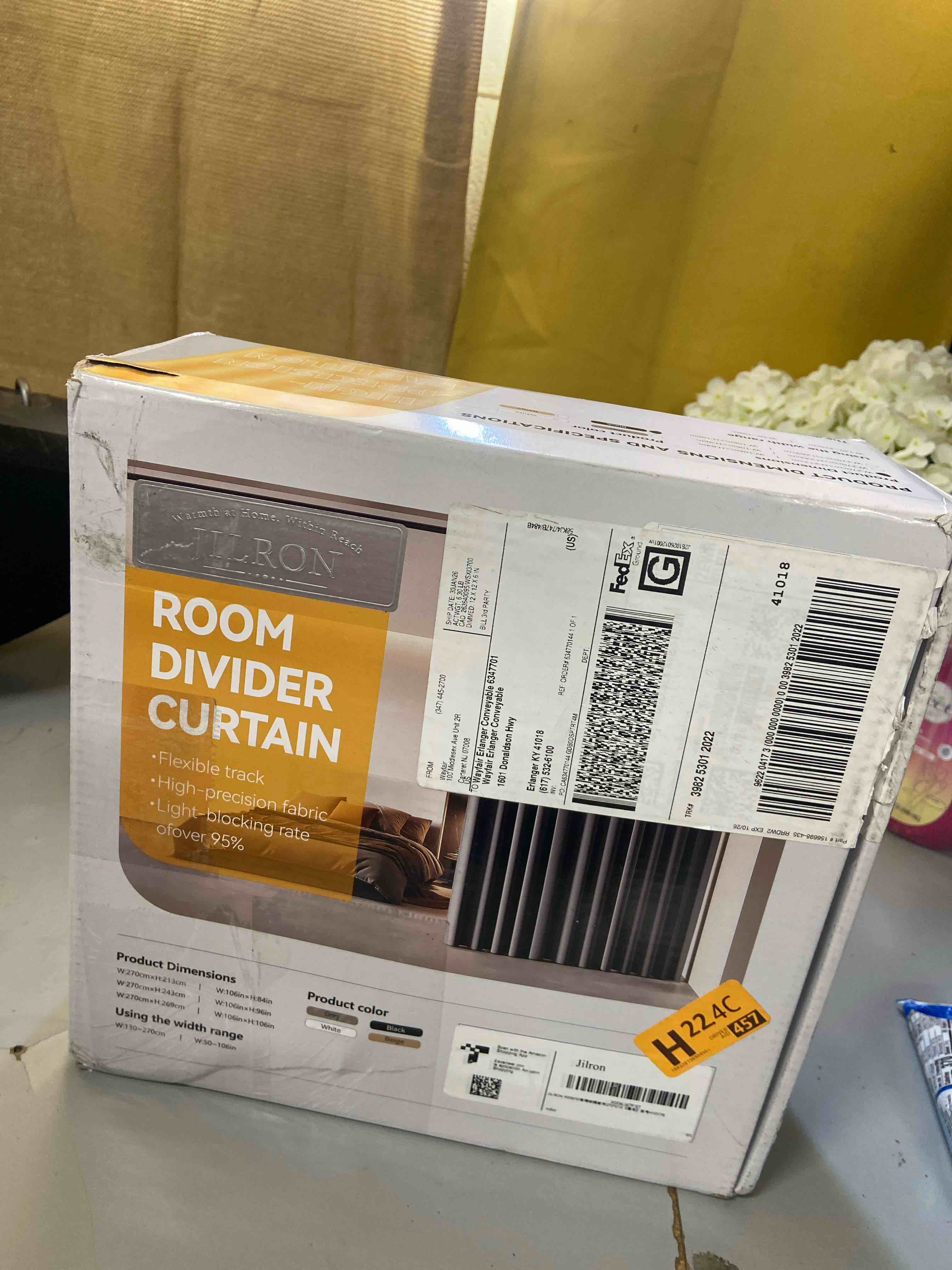 Condition photo showing New/Like New for Room Divider Curtain Ceiling Curtain Track Set for Blackout and Privacy (Black Curtain + Black Track) 106" W x 84" L -1 Piece