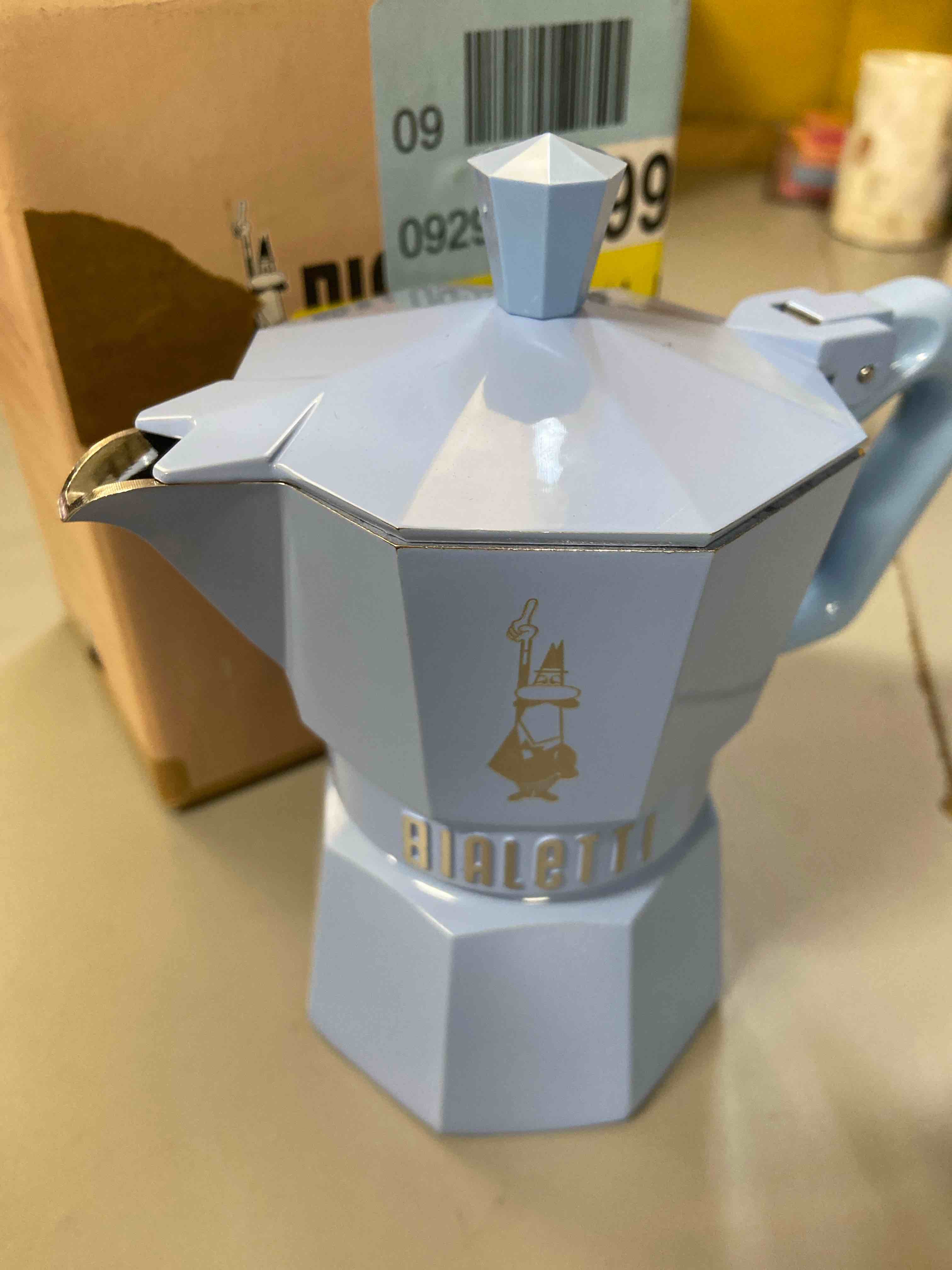 Condition photo showing New/Like New for Bialetti Mocha Exclusive Sky Blue 3 Cup Open Fire (Coffee Maker, Espresso Maker, Makinetta)