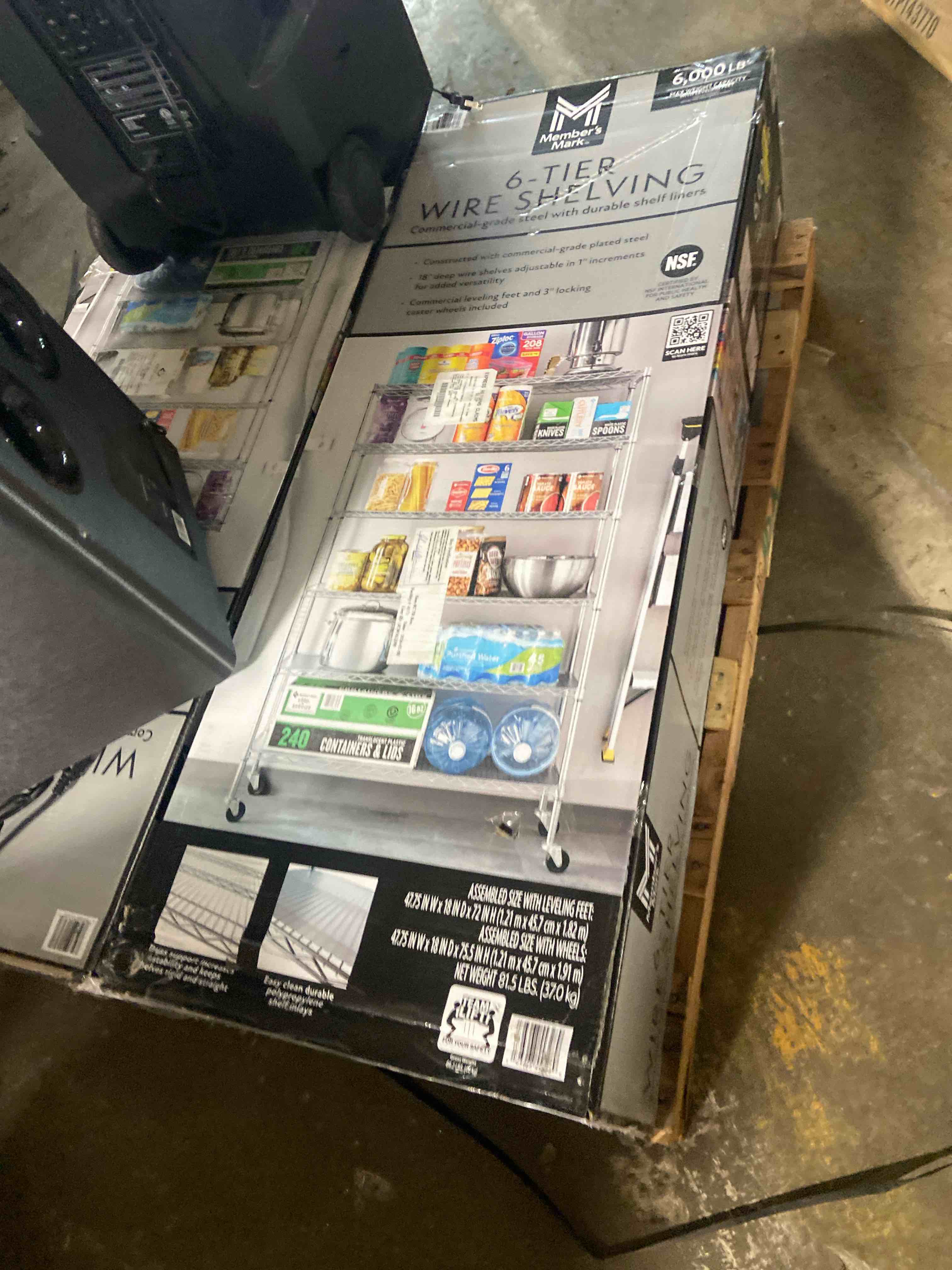 Condition photo showing New/Like New for Member's Mark 6-Tier NSF Heavy Duty Wire Shelving, 47.75" W x 18" D x 75.5" H