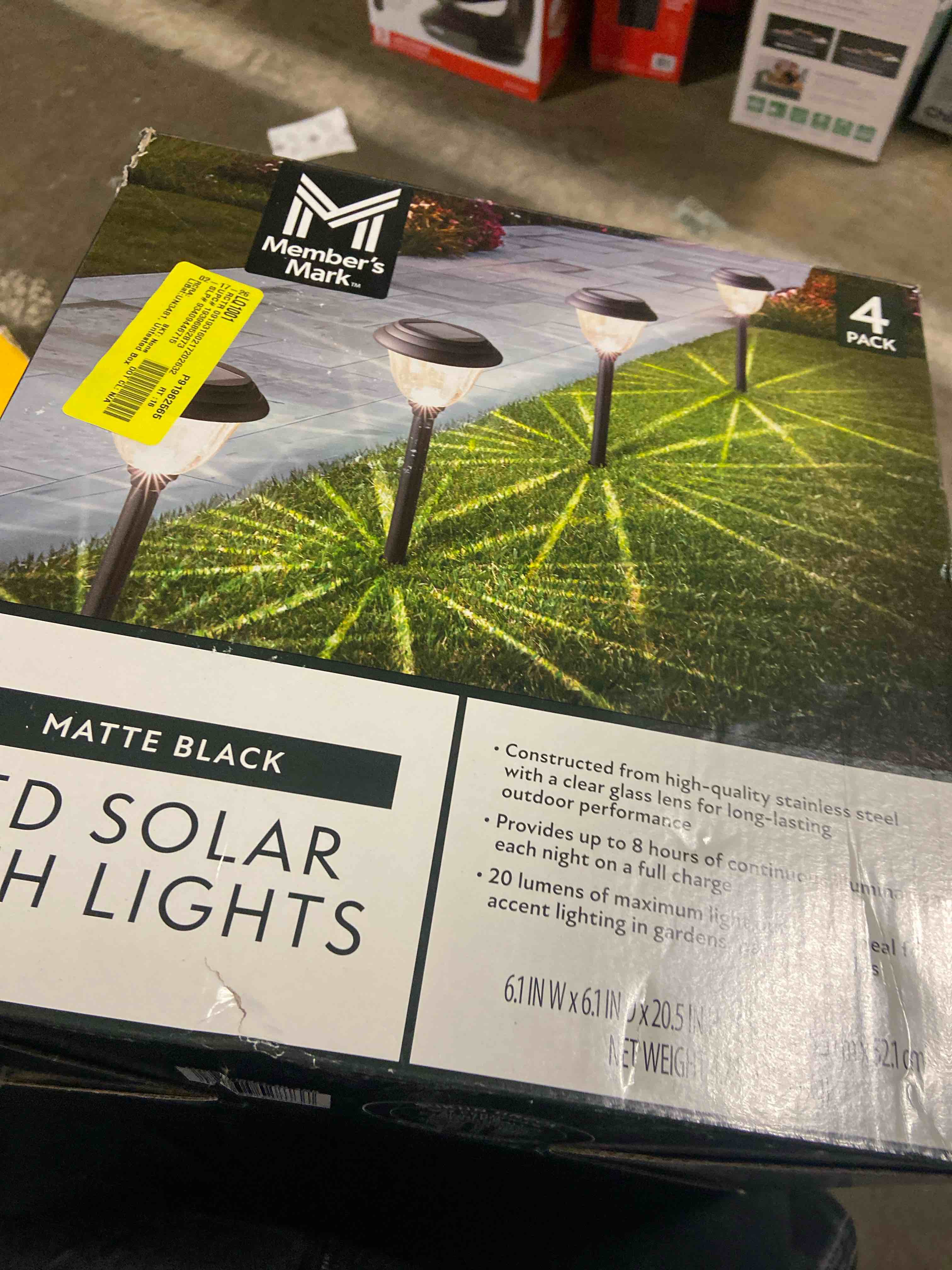 Condition photo showing New/Like New for Member's Mark Matte Black LED Solar Path Lights, 4-pack