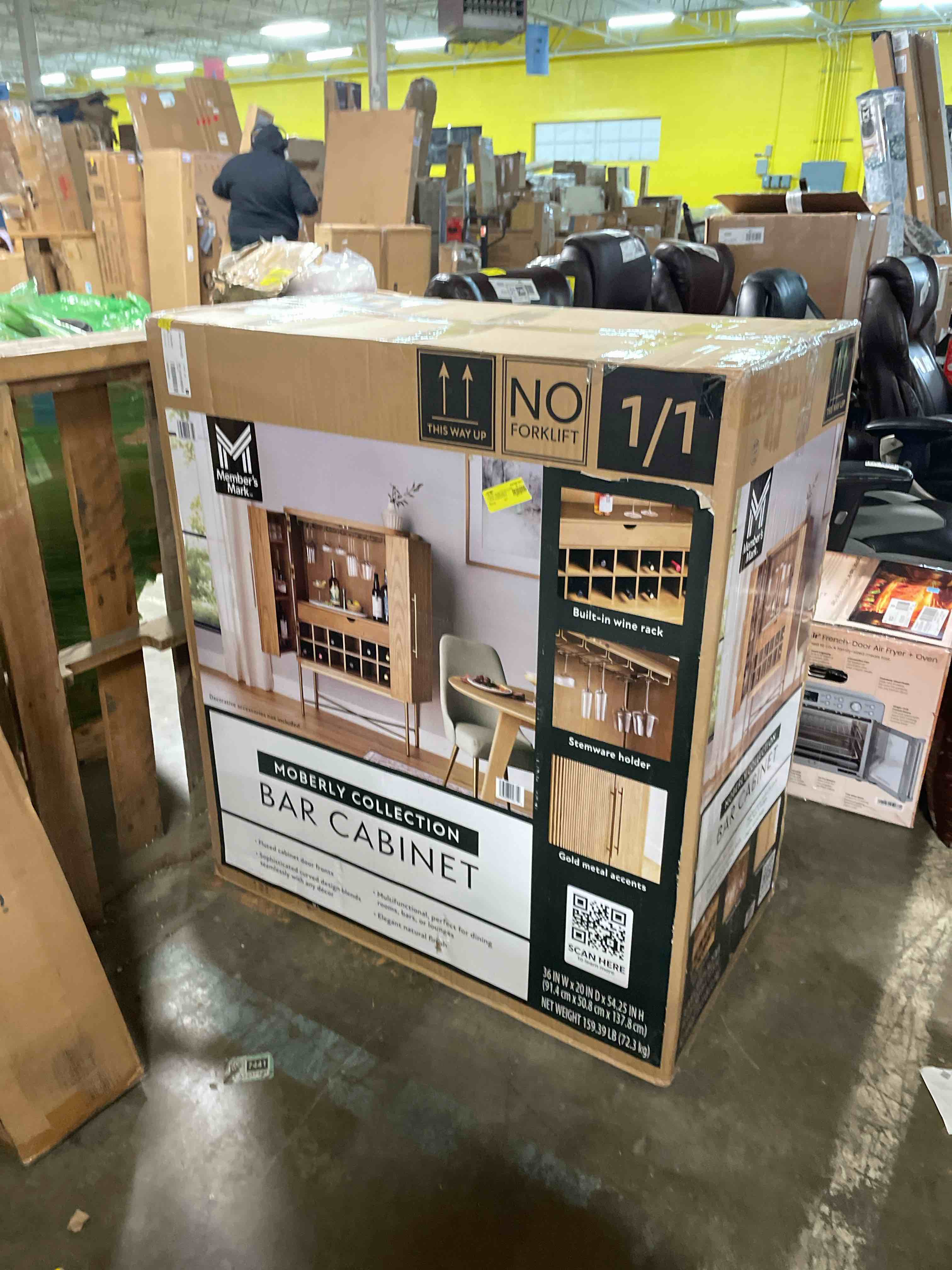 Condition photo showing New/Like New for Member's Mark Moberly Bar Cabinet with Wine Rack Storage