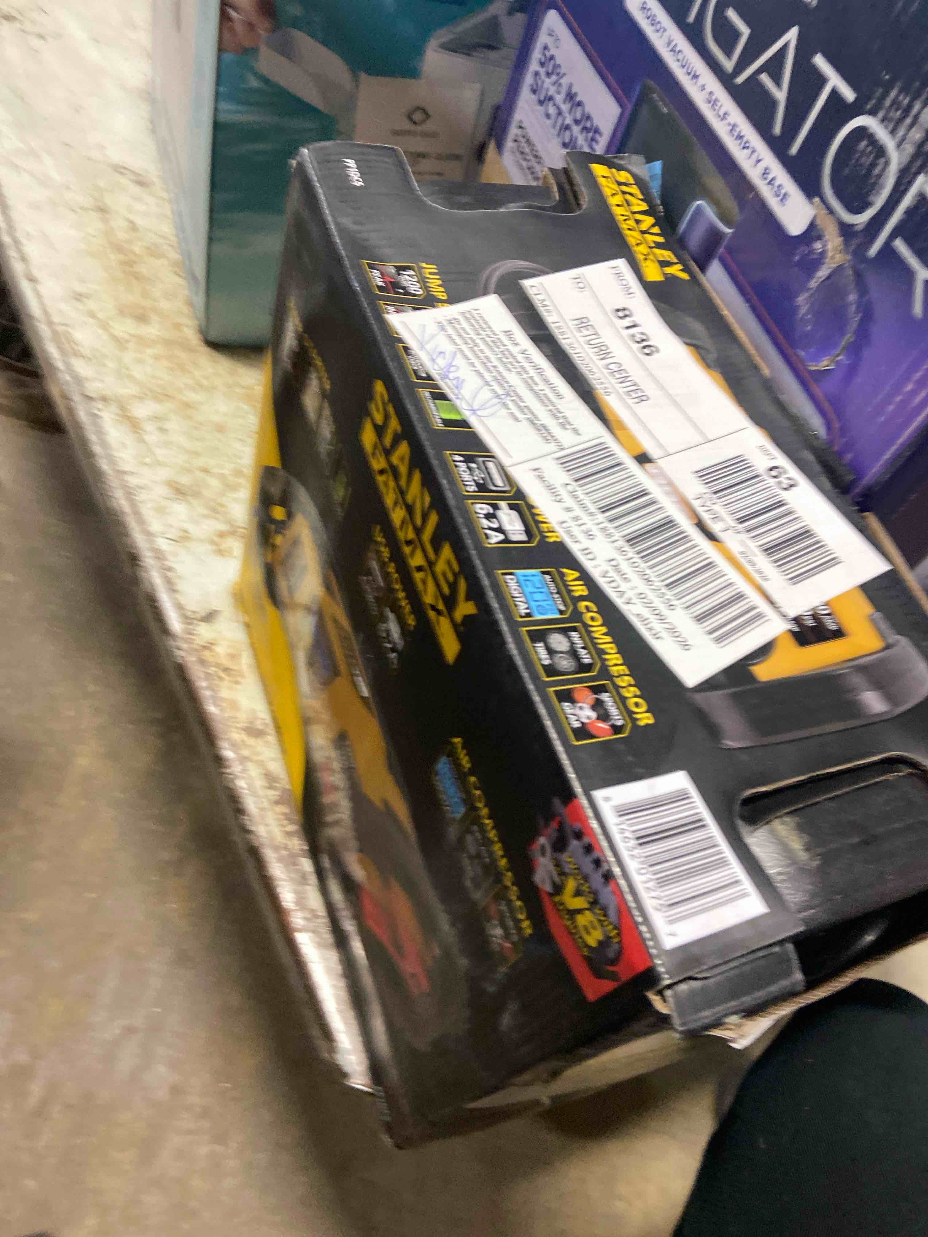 Condition photo showing New/Like New for Stanley Fatmax 1000 Peak Amp Power Station with 4 USB Ports, Jump-Starter, 120 PSI Air Compressor, Black, Lithium Ion Battery