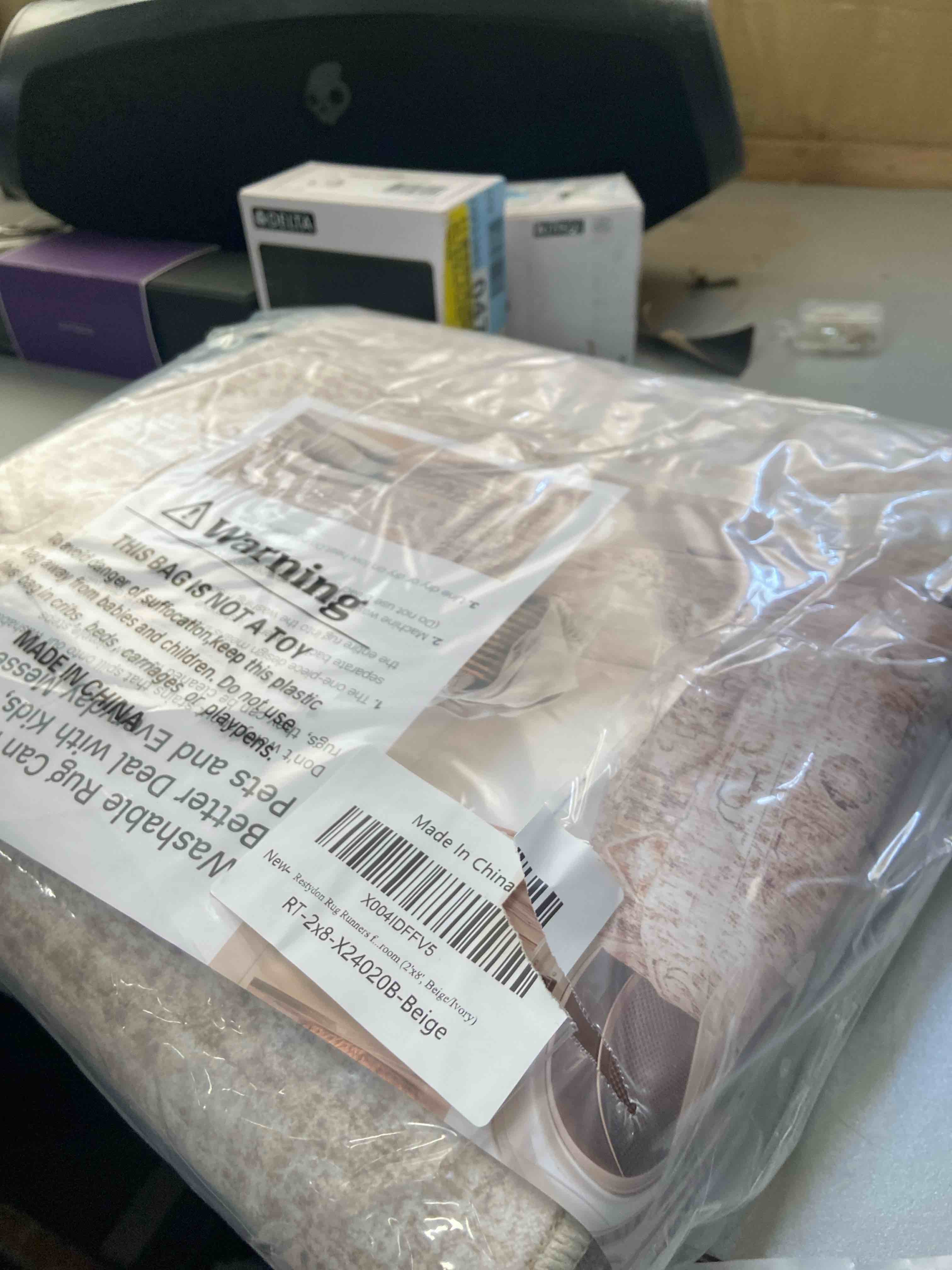 Condition photo showing New/Like New for Rug Runners for Hallways Non Slip - 2x8 Runner Rug for Bedroom, Washable Runner with Rubber Backing, Soft Low-Pile Carpet for Kitchen, Laundry, Bathroom (2'x8', Beige/Ivory) Beige/Ivory 2' x 8' (Runner)