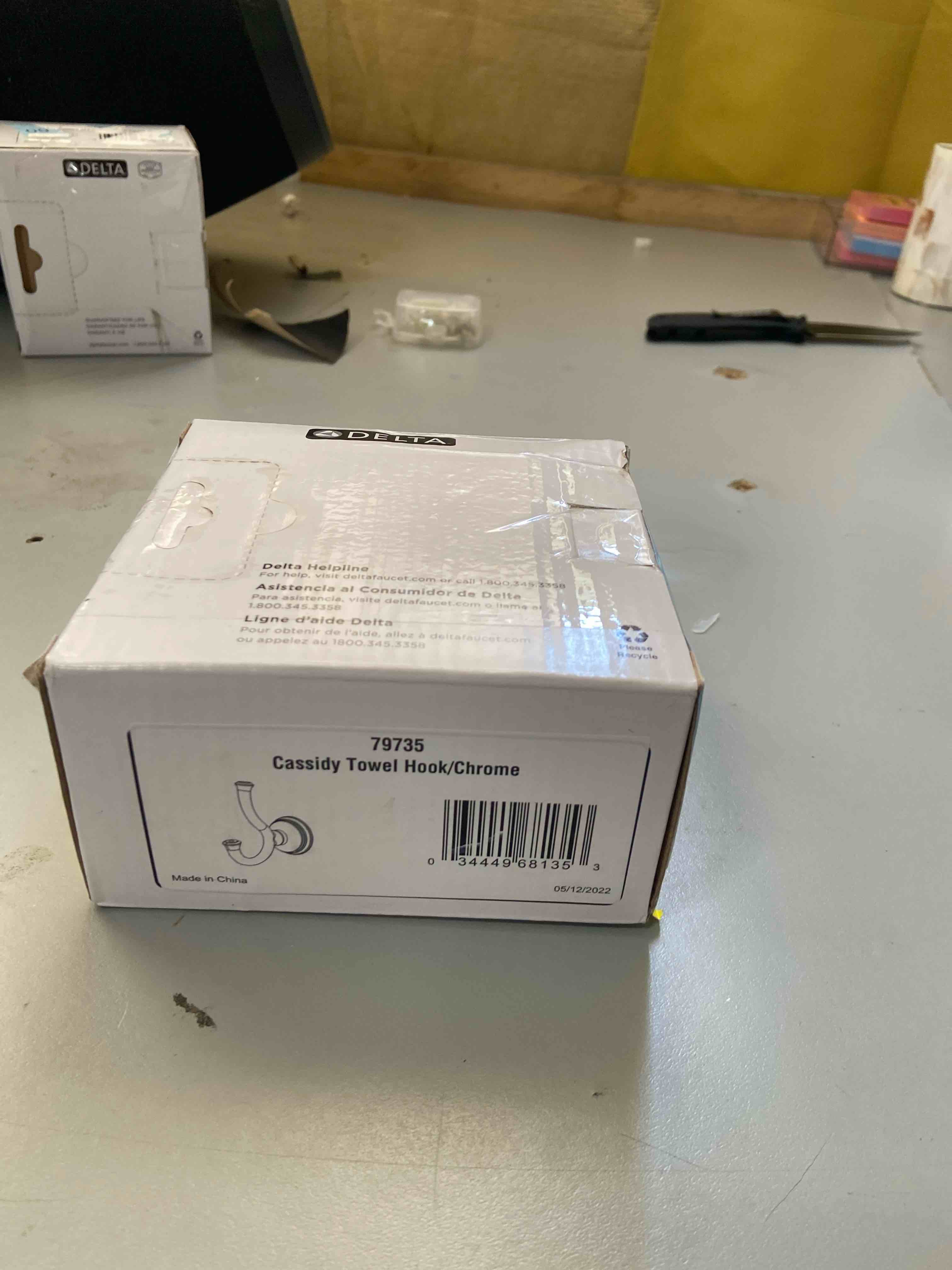 Condition photo showing New/Like New for Delta 79735 Cassidy Double Towel Hook Bath Hardware Accessory in Polished Chrome