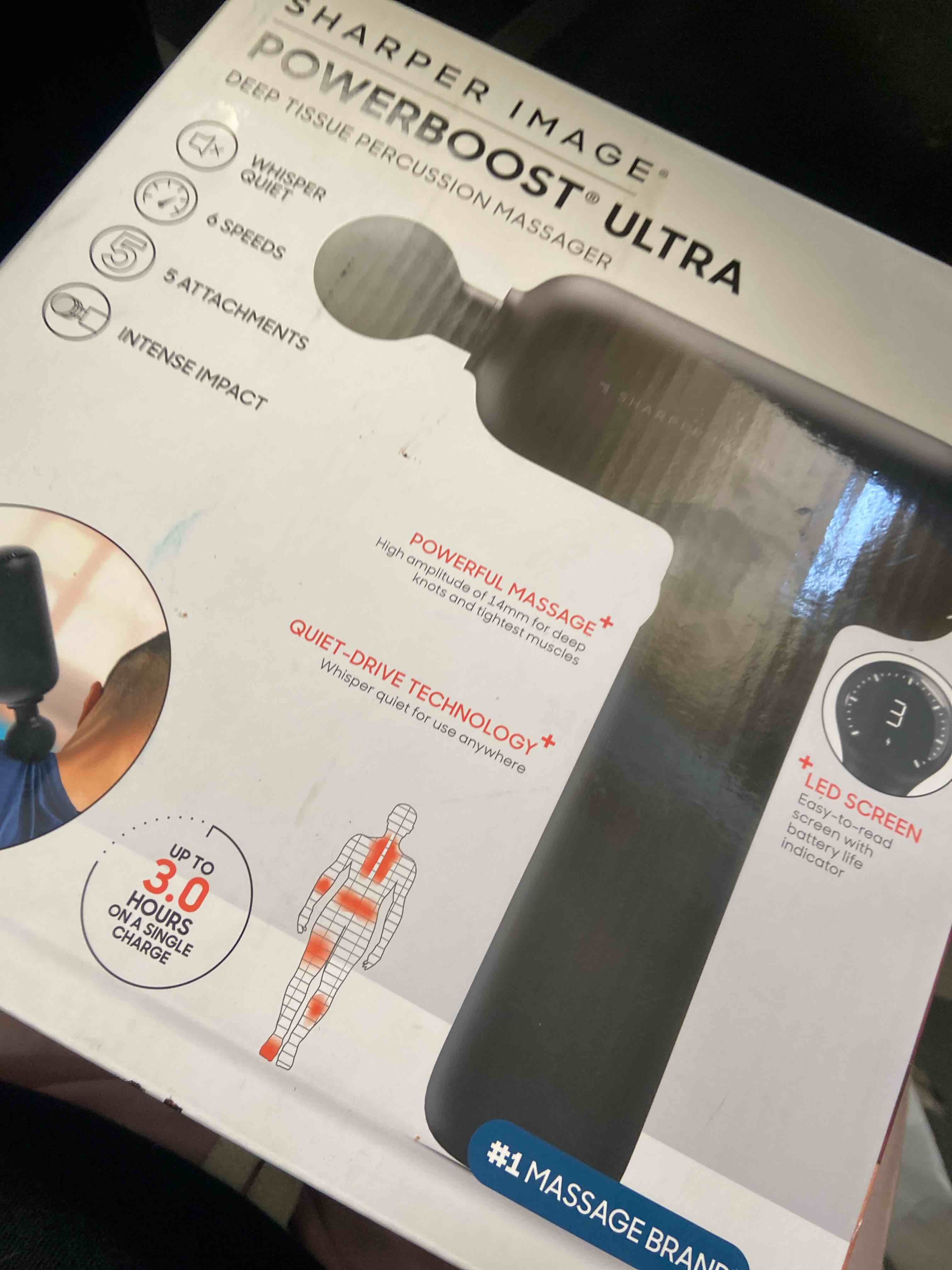 Condition photo showing New/Like New for Sharper Image Powerboost Deep Tissue Percussion Massager 3.0