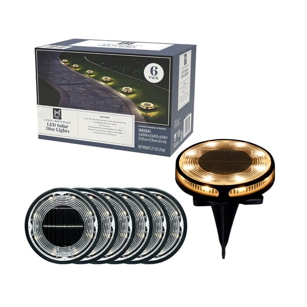 Member's Mark Matte Black LED Solar Disc Lights, 6-Pack