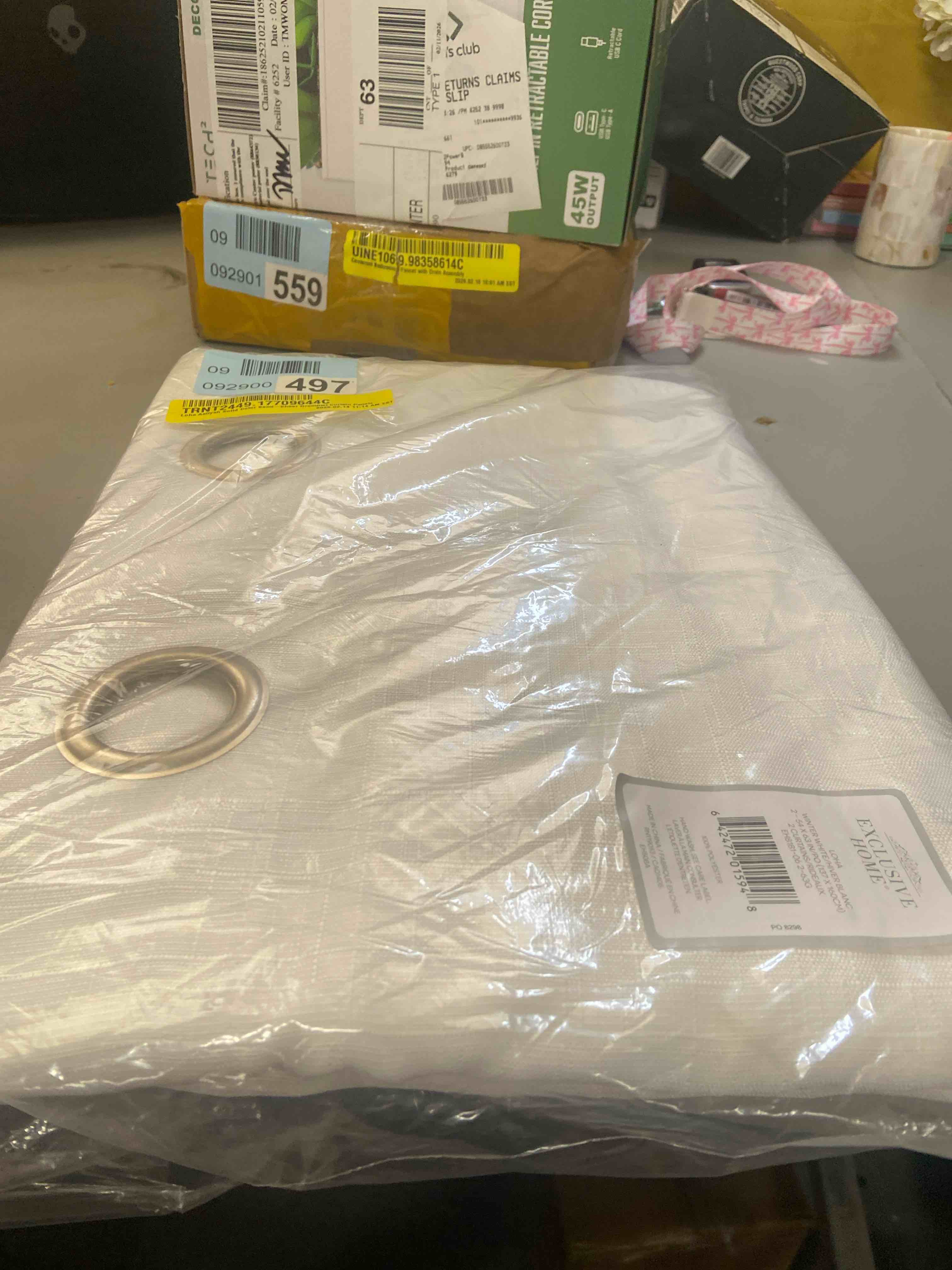 Condition photo showing New/Like New for Exclusive Home Curtains Loha Linen Grommet Top Curtain Panel Pair  54x63  Winter White