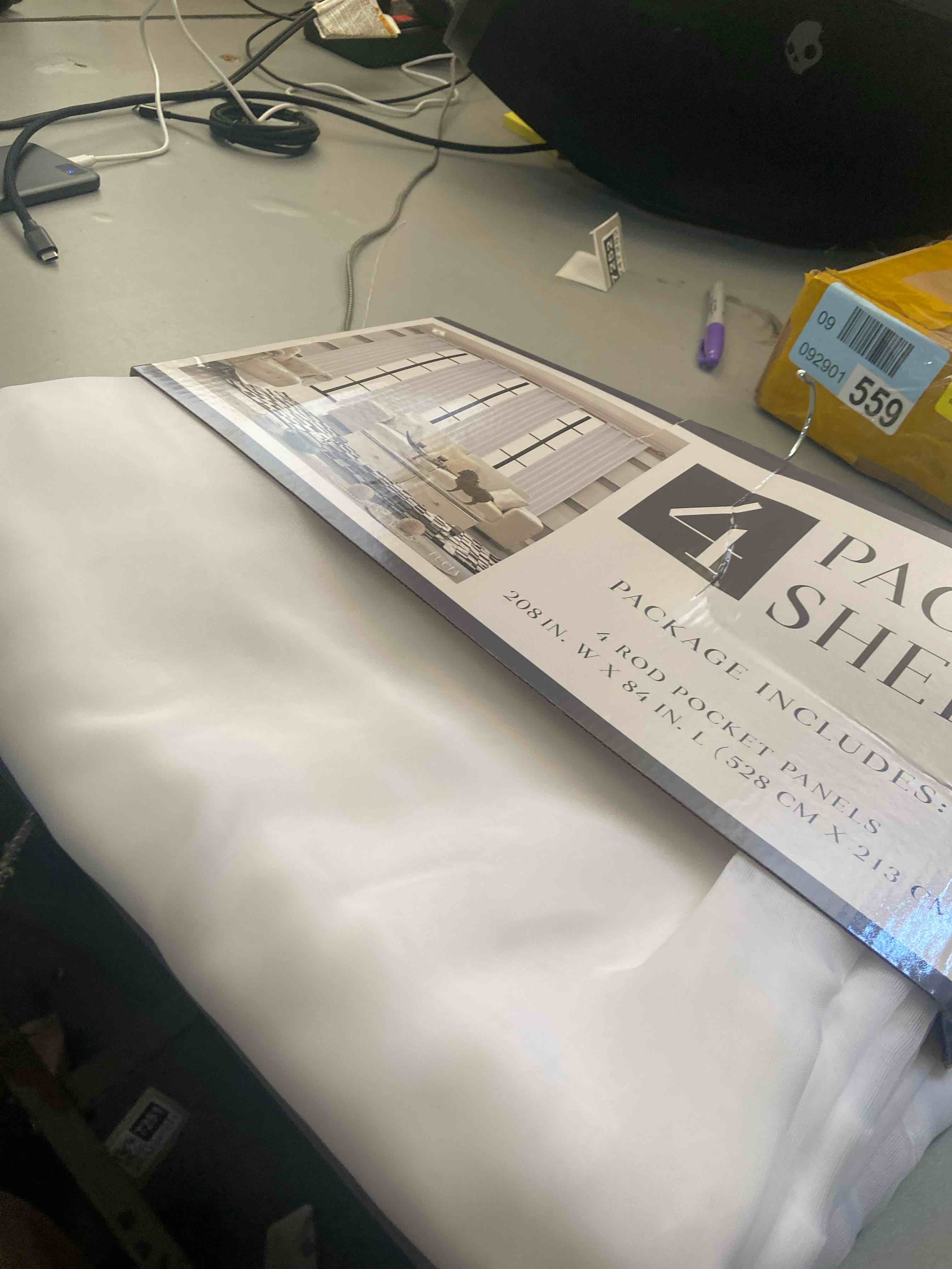 Condition photo showing New/Like New for MIULEE White Sheer Curtains 84 Inches Long, 4 Panels Set, Light Filtering Rod Pocket Voile Drapes for Living Room and Bedroom, Airy Soft Fabric Window Treatments, 42 x 84 Inches 42"W x 84"L (Pack of 4) White