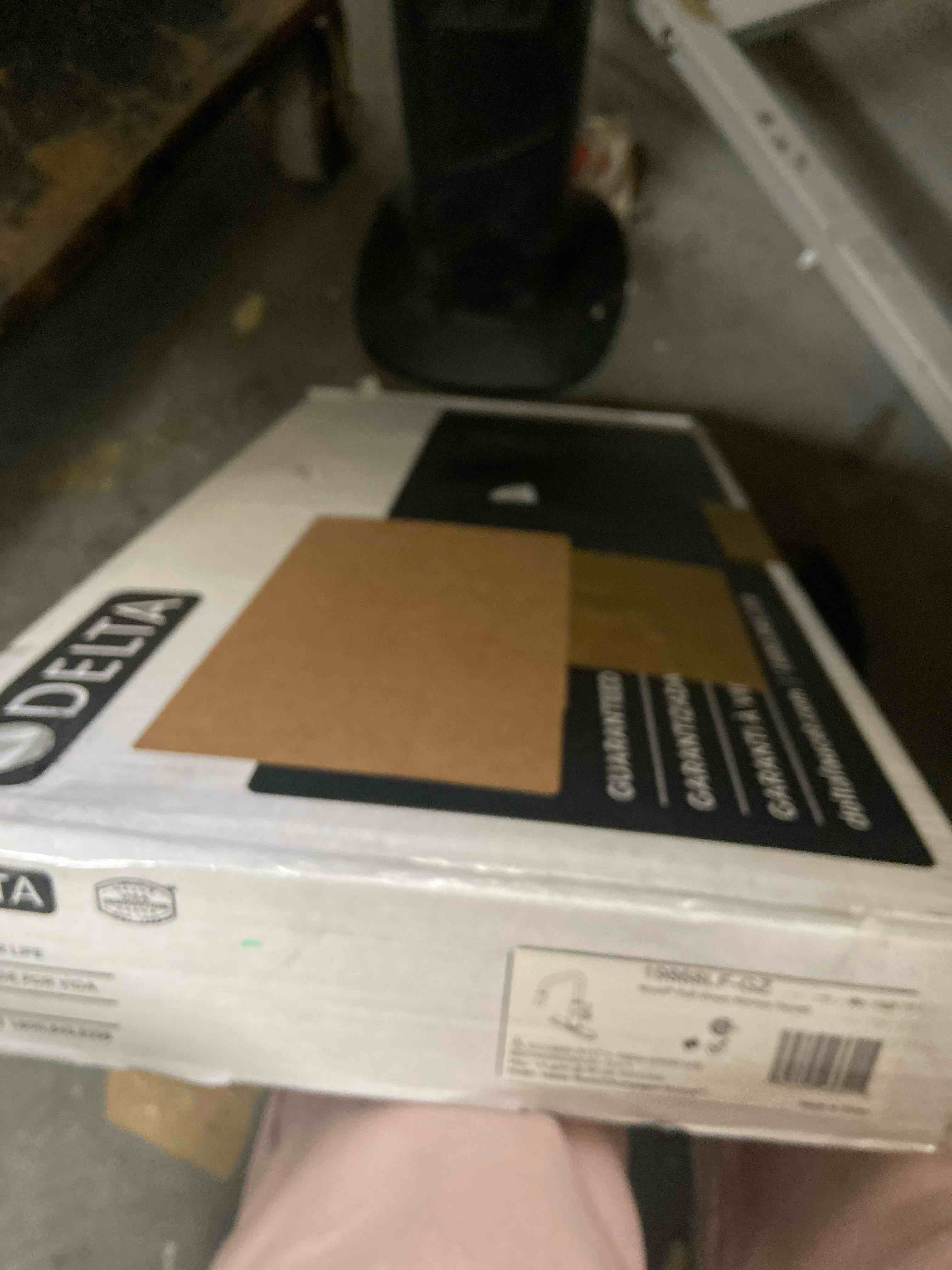 Condition photo showing Good Condition for Delta Nicoli Black & Brushed Gold U-Spout Kitchen Faucet with Pull Down Sprayer, Modern Single Hole Kitchen Sink Faucet, Single Handle, Matte Black/Champagne Bronze 19868LF-GZ Matte Black / Champagne Bronze