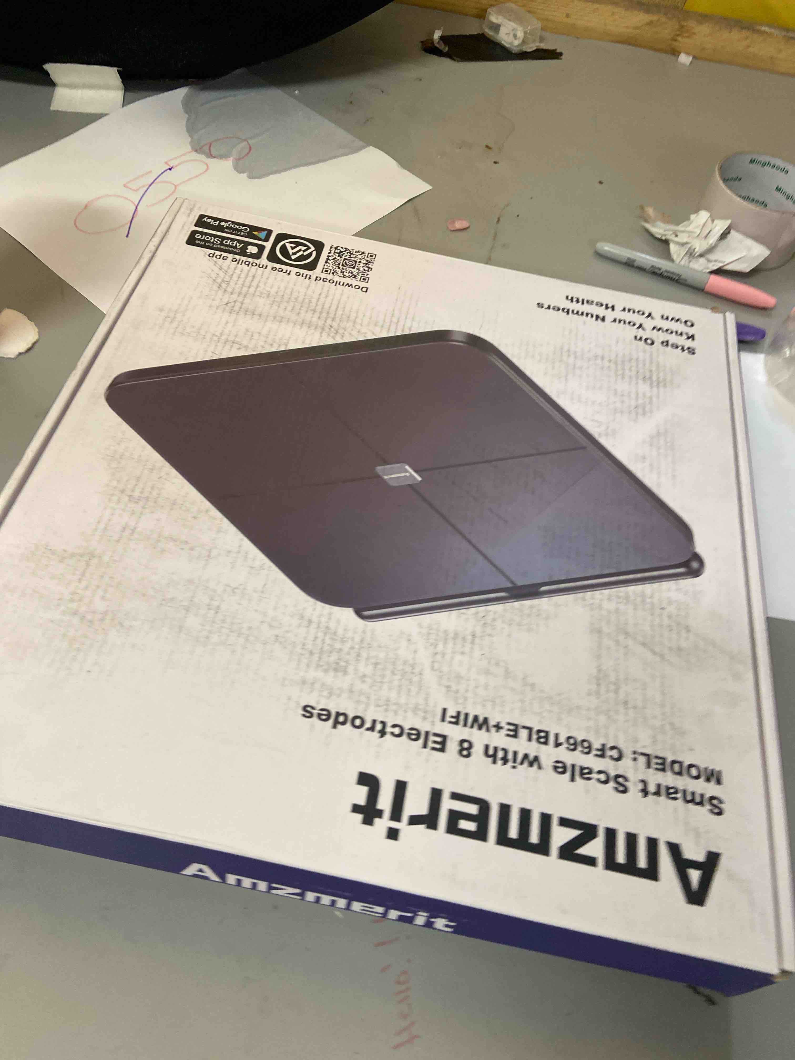 Condition photo showing New/Like New for Smart Digital Body Scale, Tempered Glass, Platform Design, Bluetooth Connectivity, Weight Tracking, Rechargeable & Wi-Fi Compatible, Deep Blue