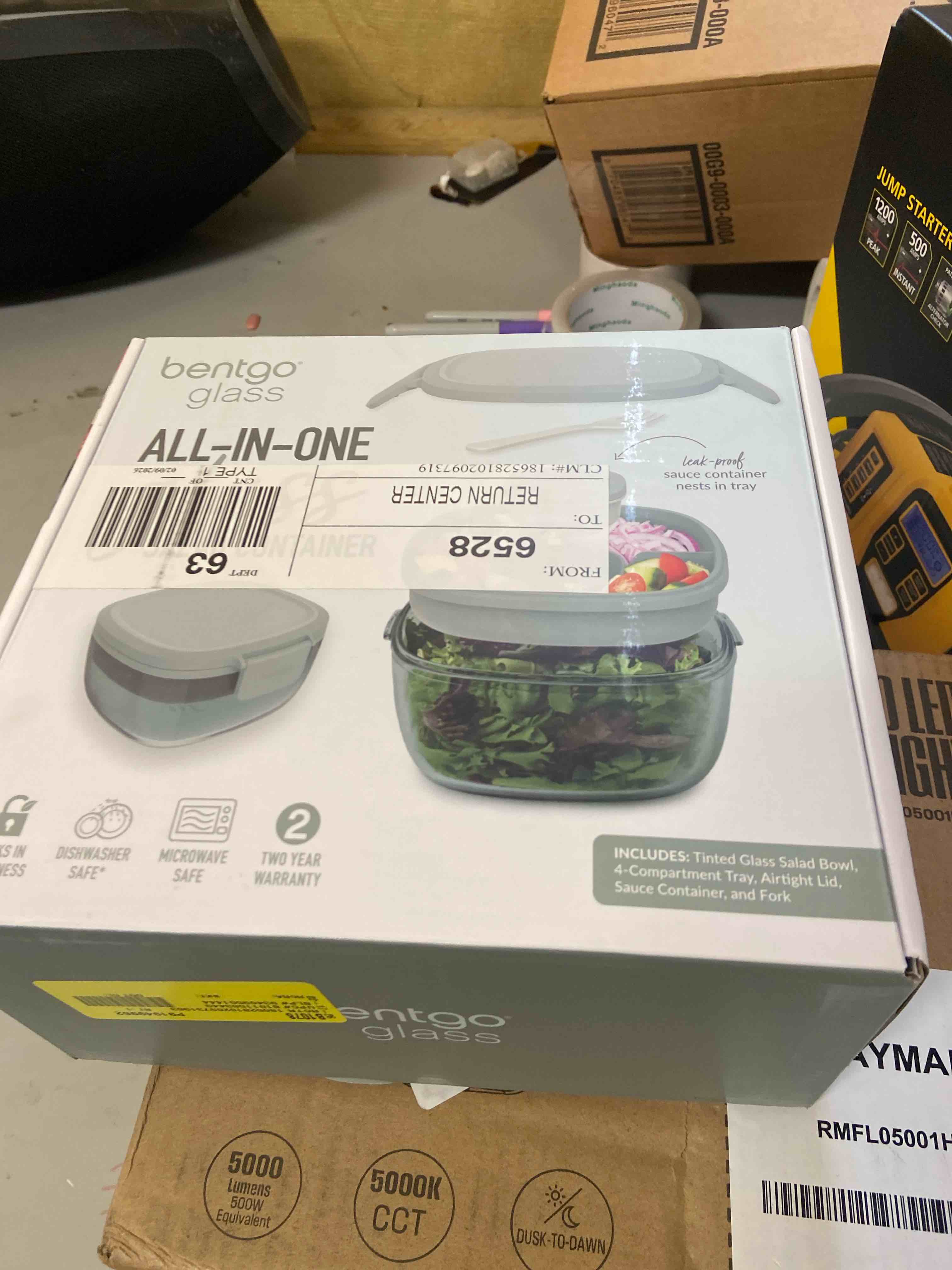 Condition photo showing New/Like New for Bentgo Glass All-in-One Glass Salad Container (Tinted Glass) - Soft Khaki