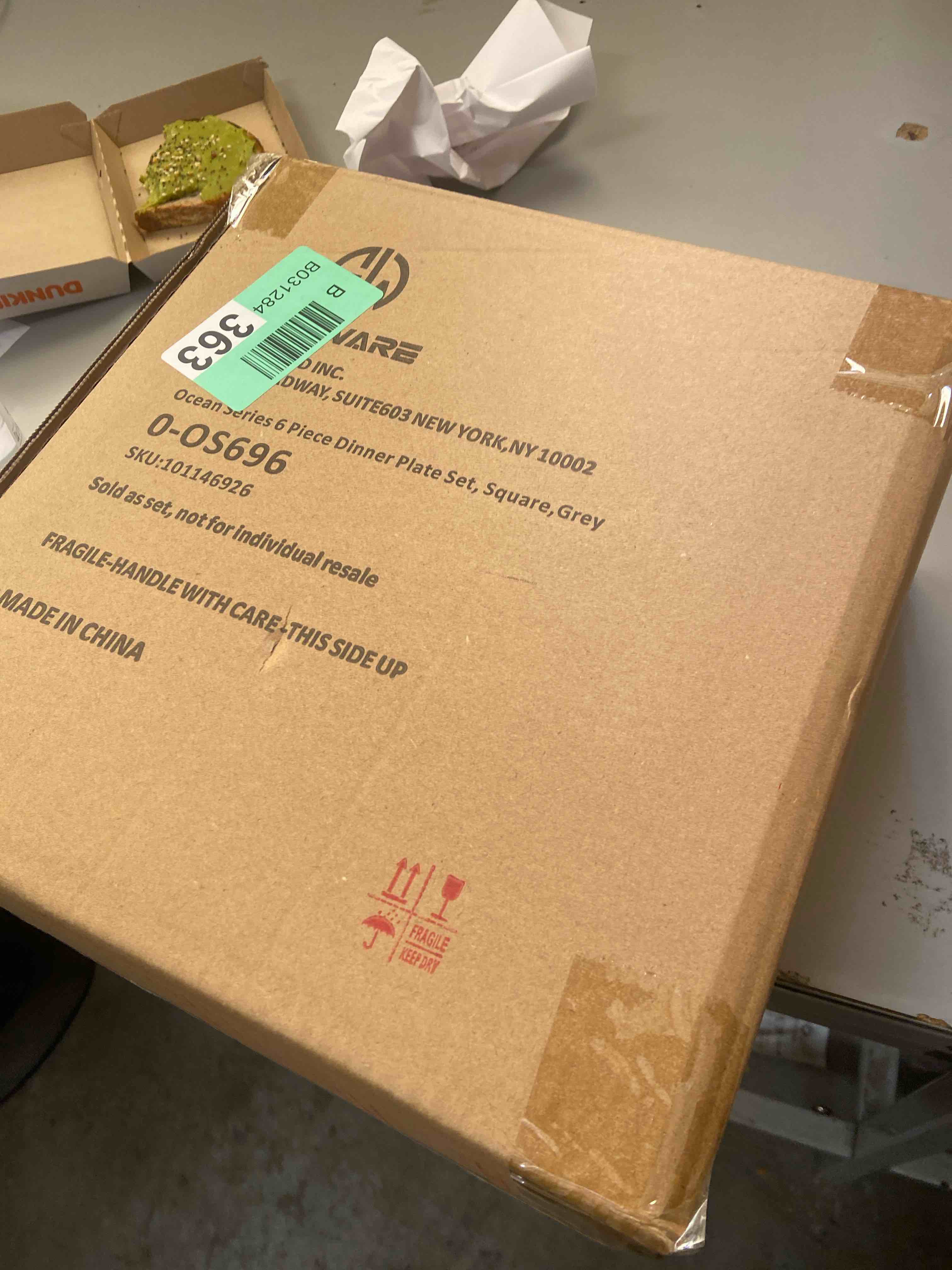 Condition photo showing New/Like New for Famiware Ocean Square Plates Set for 6, Reactive Glaze, Microwave and Dishwasher Safe, Scratch Resistant, Grey
